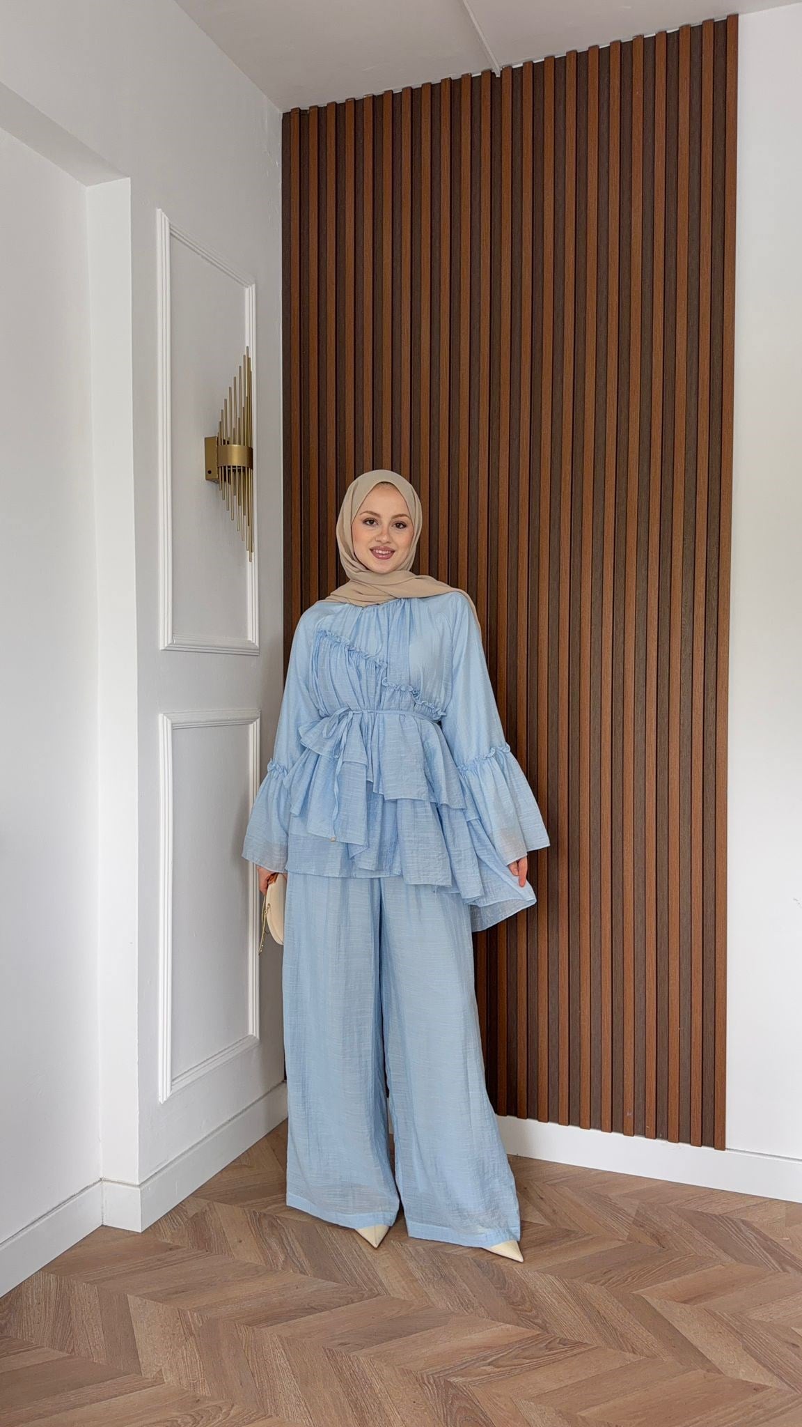 MEYSADESIGN PANTOLON TAKIM Bali Katkat Tül Model Takım Bebe Mavisi
