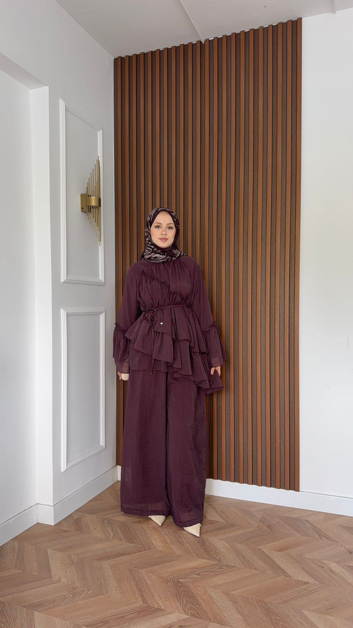 MEYSADESIGN PANTOLON TAKIM Bali Katkat Tül Model Takım Mürdüm