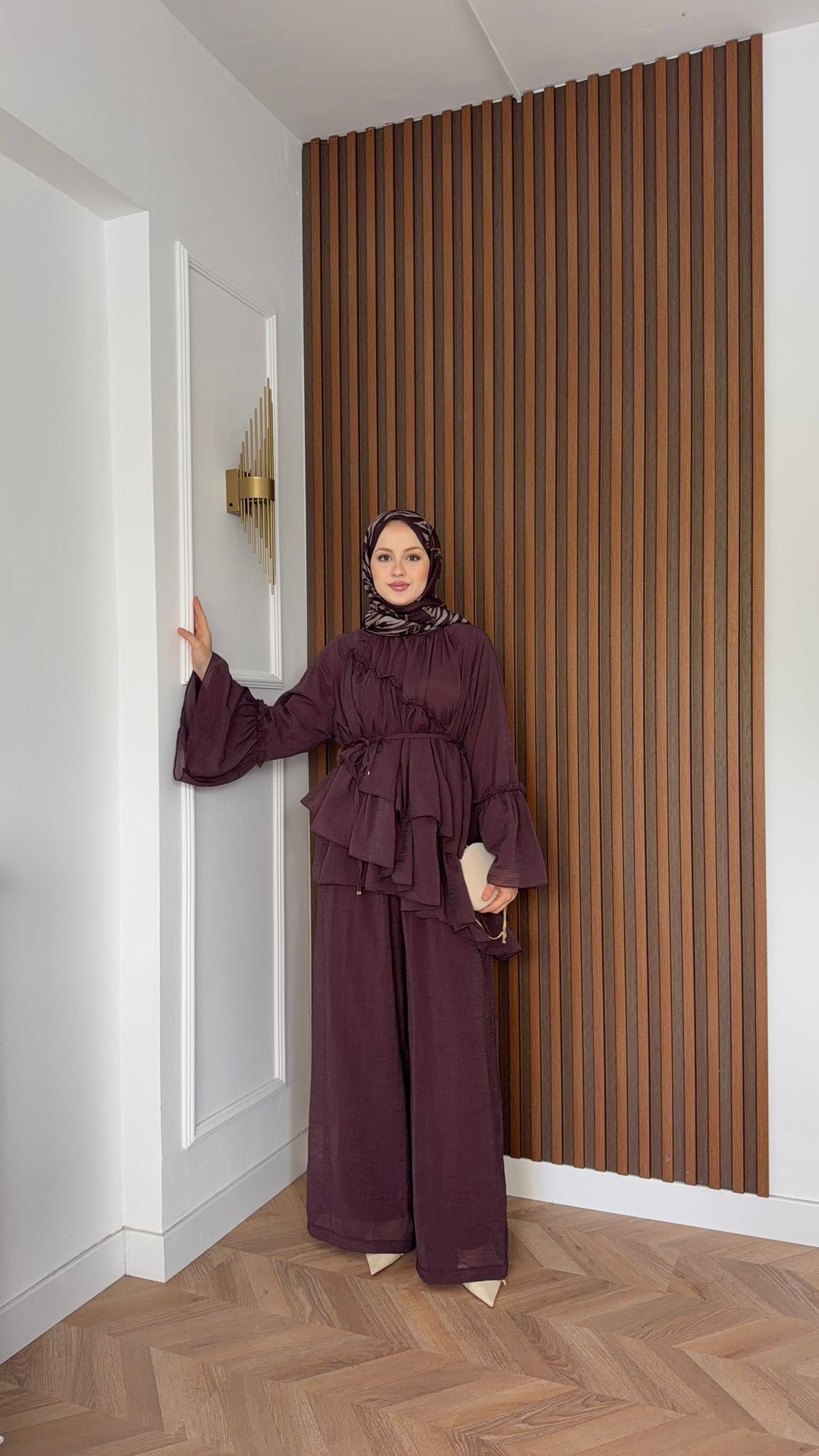 MEYSADESIGN PANTOLON TAKIM Bali Katkat Tül Model Takım Mürdüm