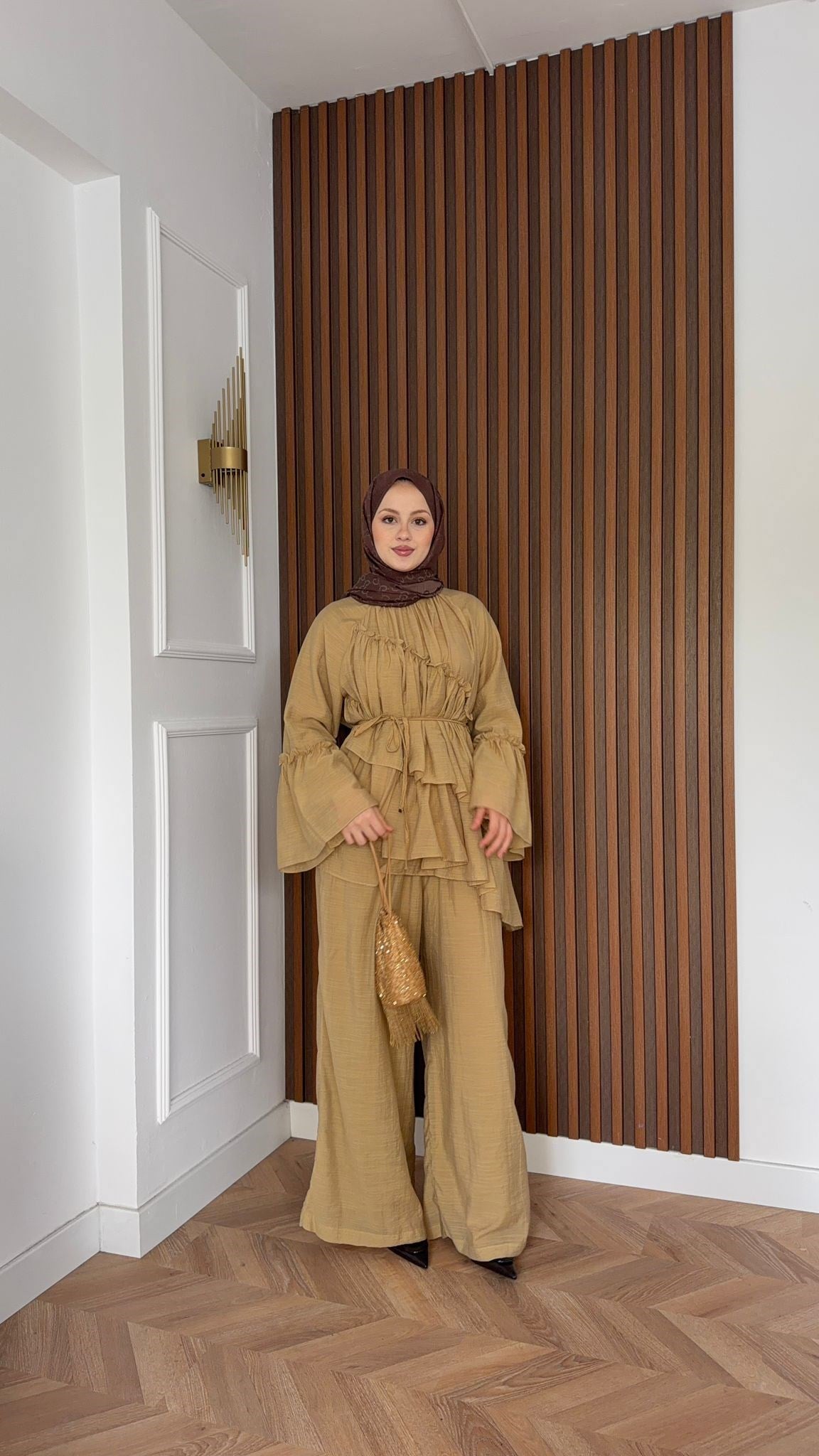 MEYSADESIGN PANTOLON TAKIM Bali Katkat Tül Model Takım Yağ Yeşili