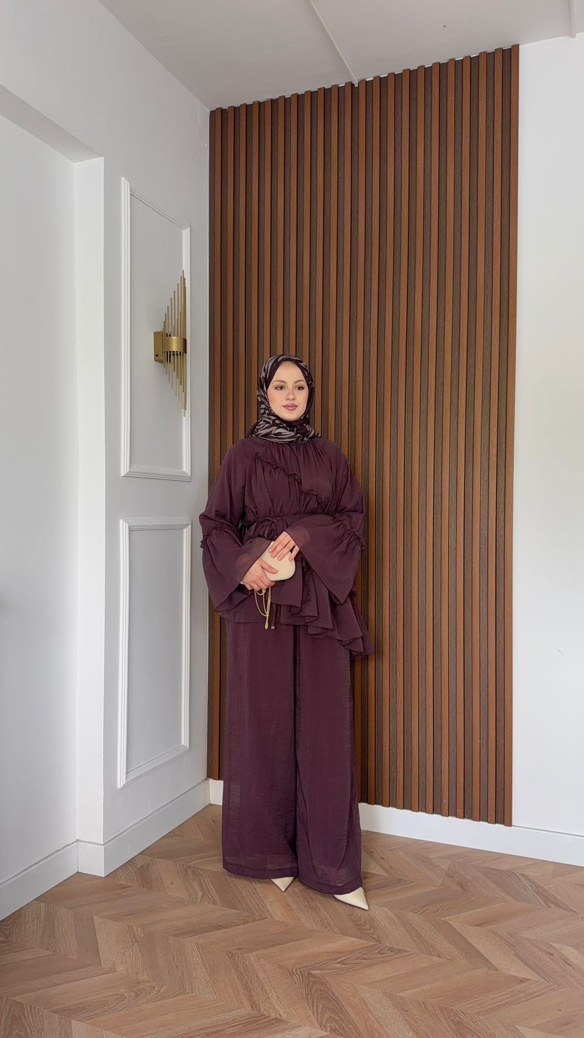 MEYSADESIGN PANTOLON TAKIM Bali Katkat Tül Model Takım Mürdüm