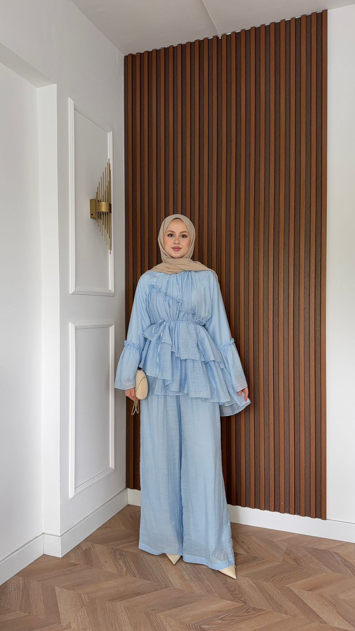 MEYSADESIGN PANTOLON TAKIM Bali Katkat Tül Model Takım Bebe Mavisi
