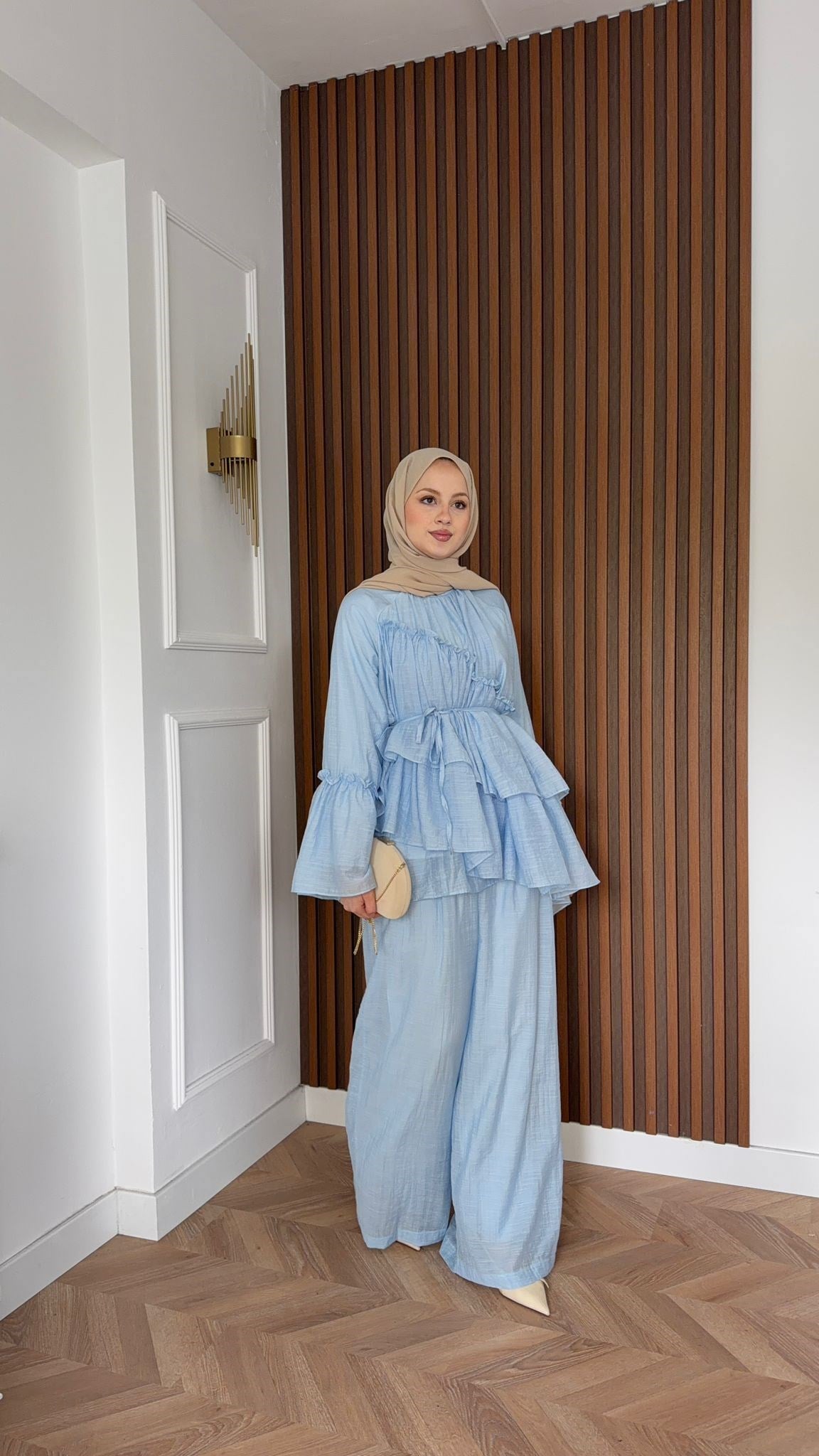 MEYSADESIGN PANTOLON TAKIM Bali Katkat Tül Model Takım Bebe Mavisi