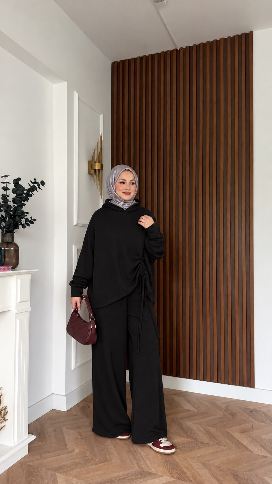 MEYSADESIGN PANTOLON TAKIM Büzgülü Eşofman Takımı Siyah