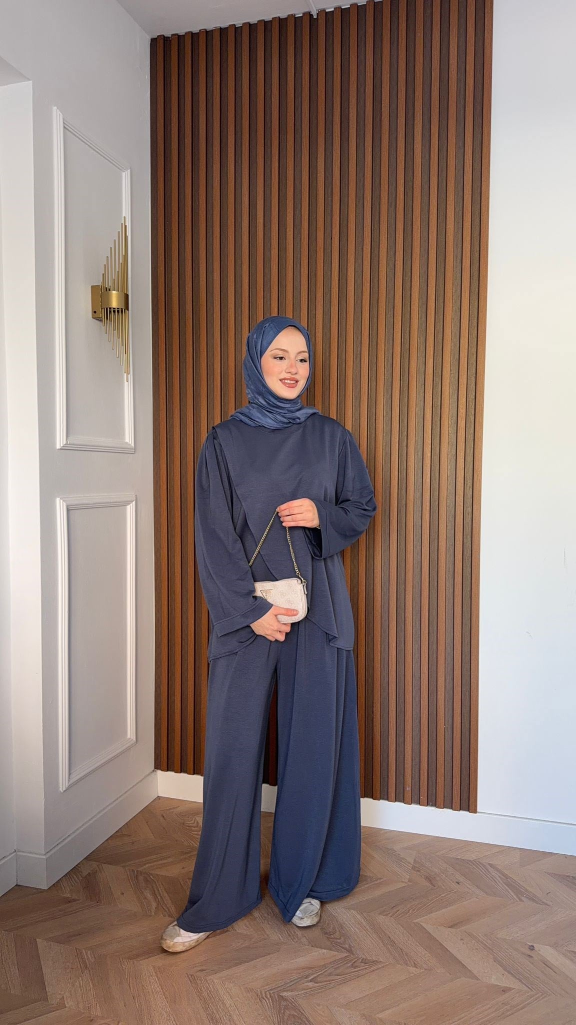 MEYSADESIGN PANTOLON TAKIM Çapraz Oysh İkili Takım İndigo