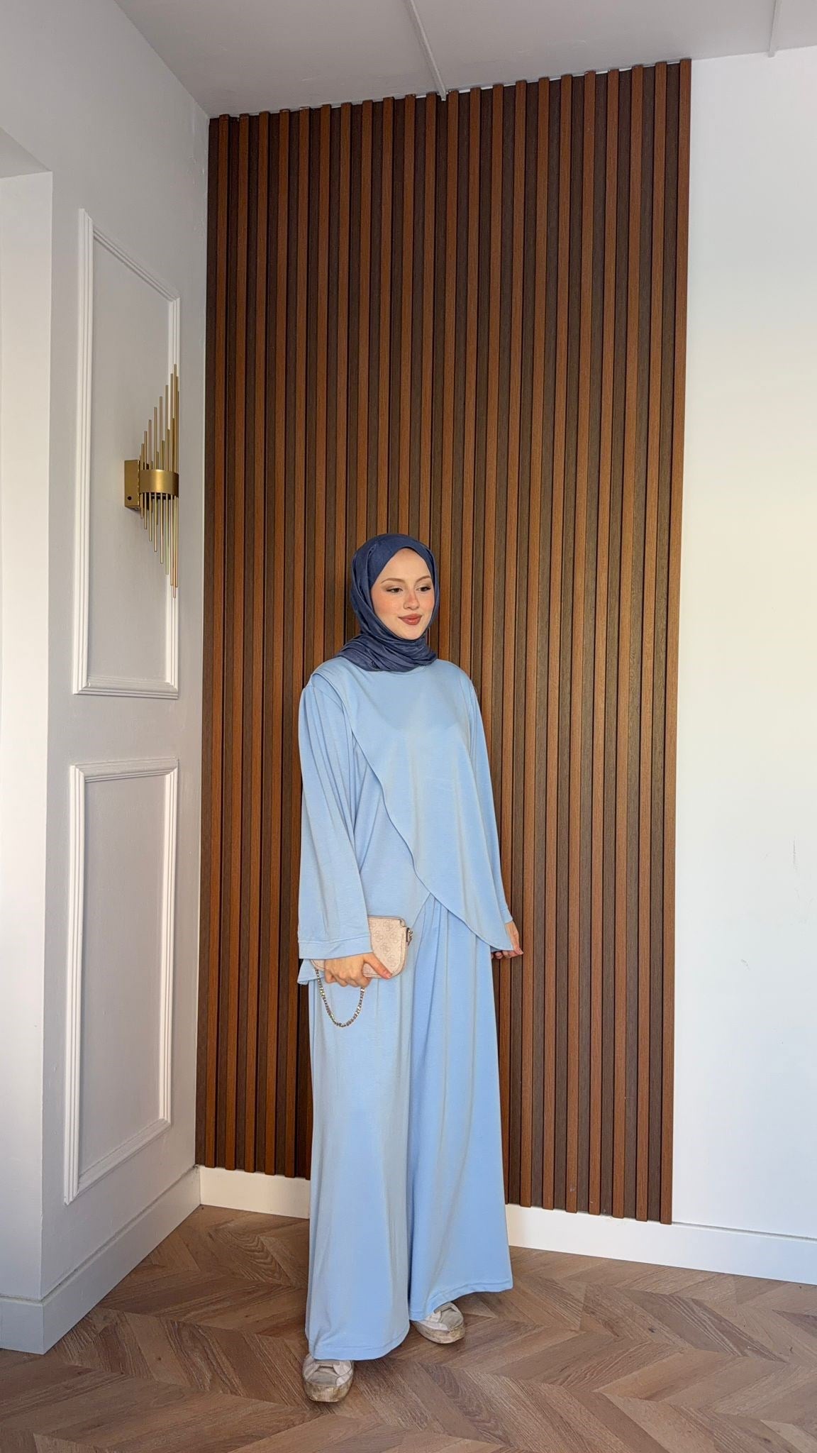 MEYSADESIGN PANTOLON TAKIM Çapraz Oysh İkili Takım Bebe Mavisi