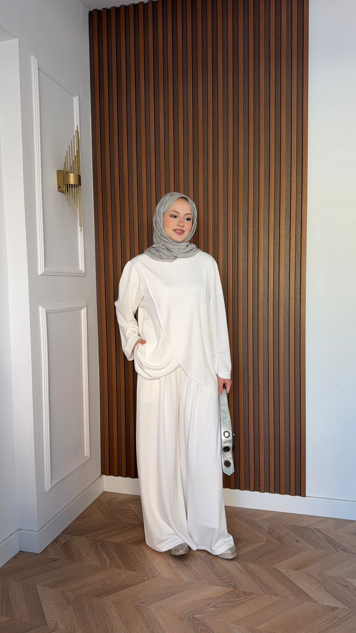 MEYSADESIGN PANTOLON TAKIM Çapraz Oysh İkili Takım Ekru