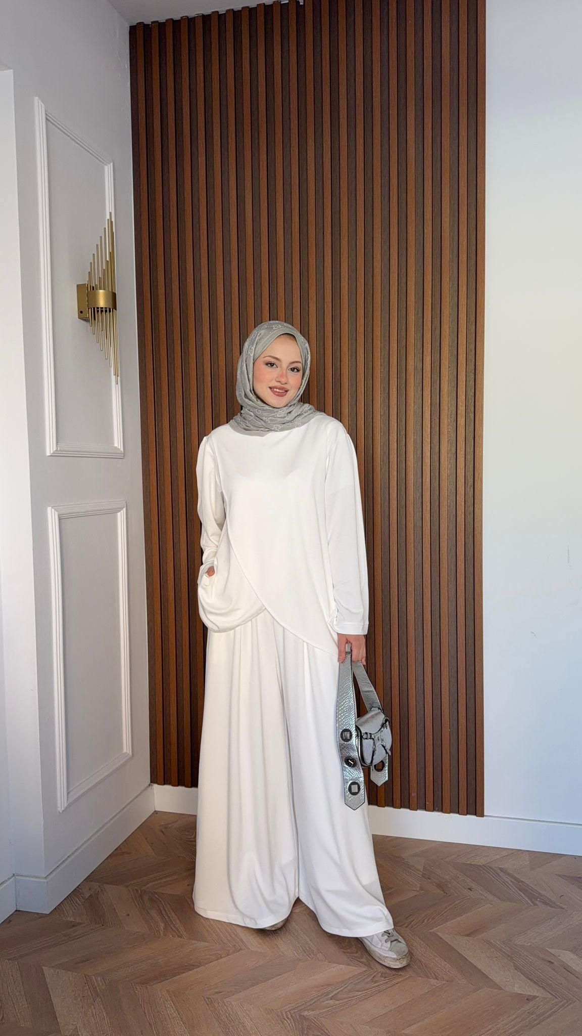 MEYSADESIGN PANTOLON TAKIM Çapraz Oysh İkili Takım Ekru