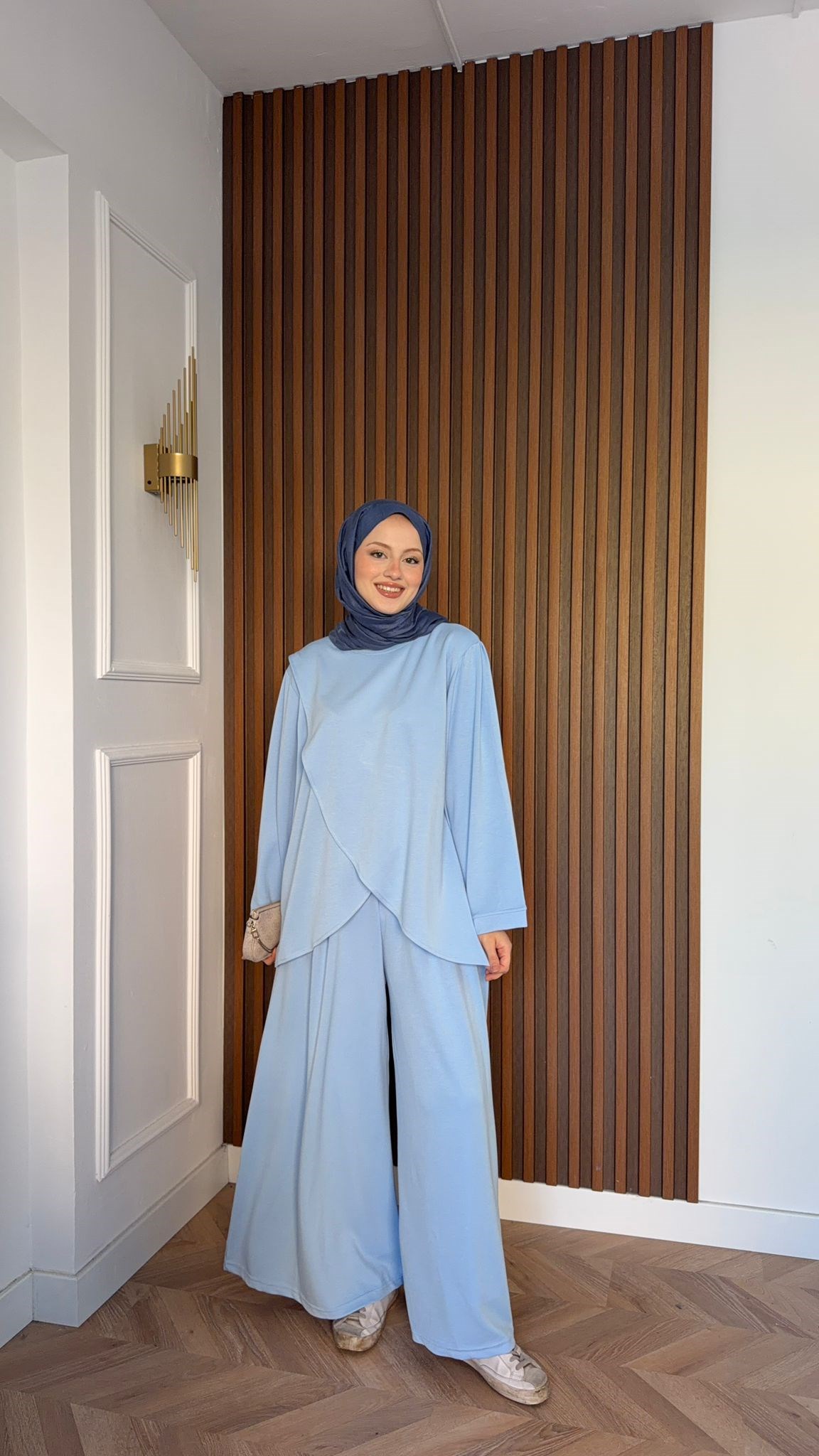 MEYSADESIGN PANTOLON TAKIM Çapraz Oysh İkili Takım Bebe Mavisi