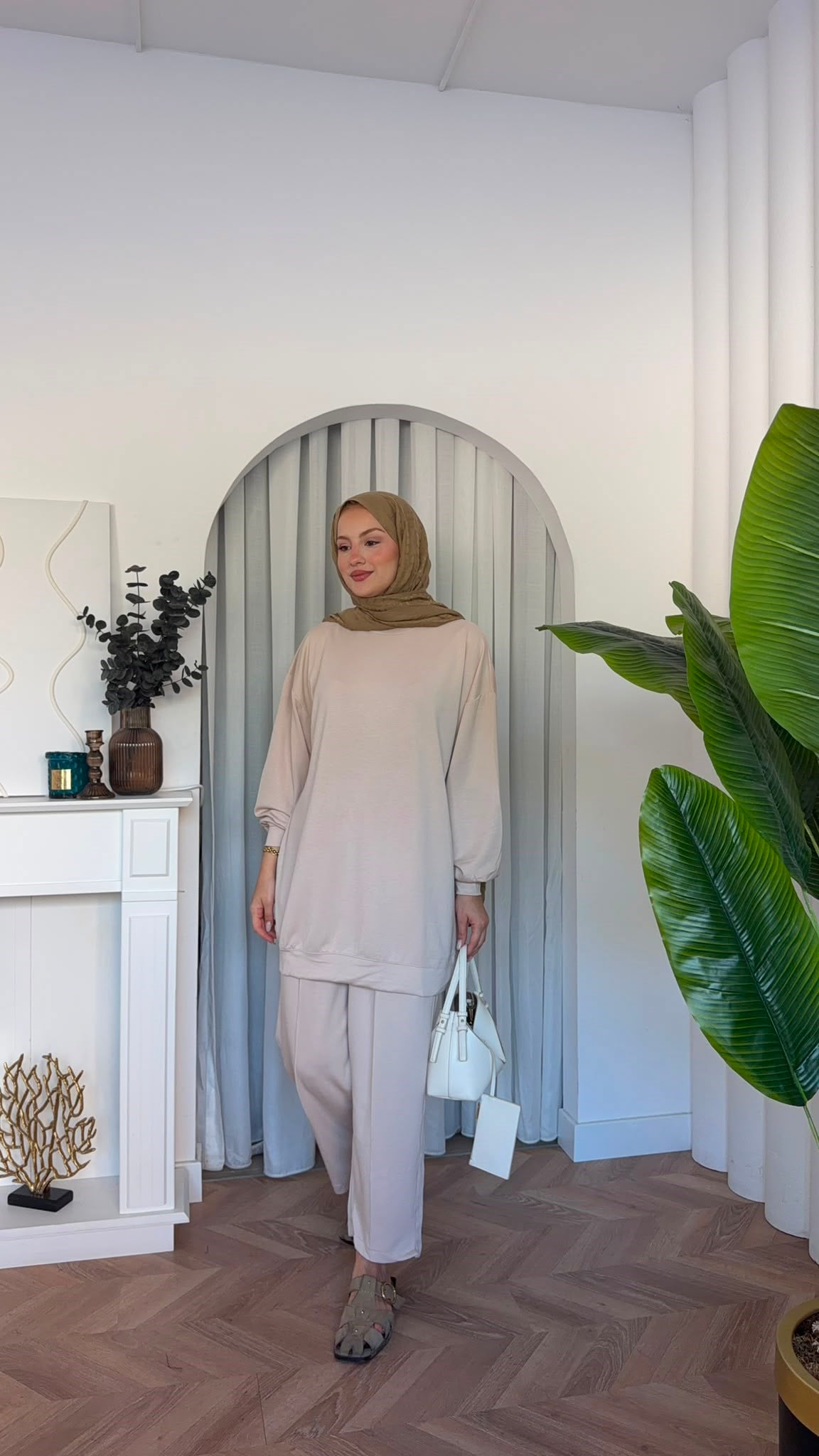 MEYSADESIGN PANTOLON TAKIM Çimalı Oysh İkili Takım Bej
