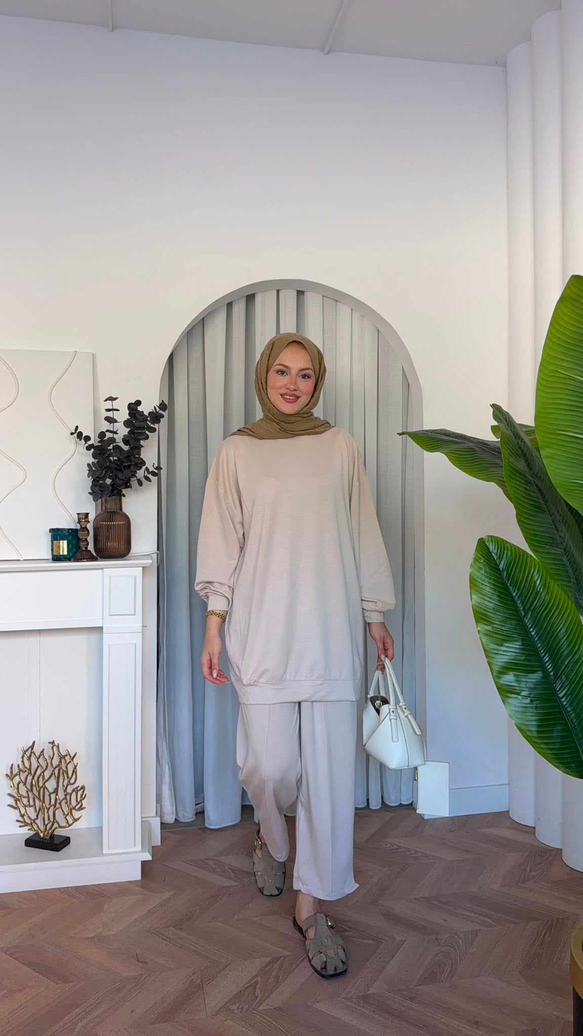 MEYSADESIGN PANTOLON TAKIM Çimalı Oysh İkili Takım Bej