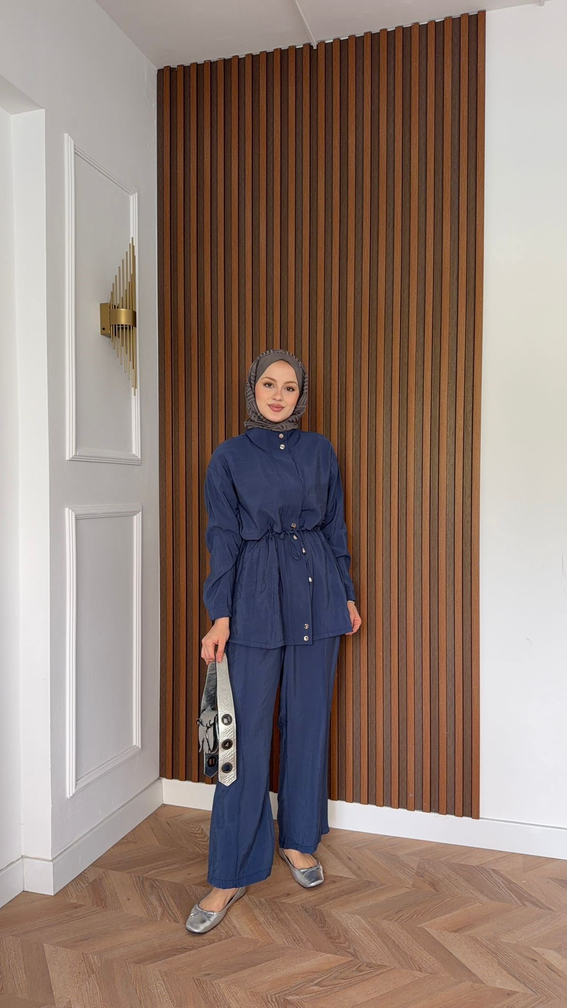 MEYSADESIGN PANTOLON TAKIM Çıtçıtlı Tensel  İkili Takım İndigo