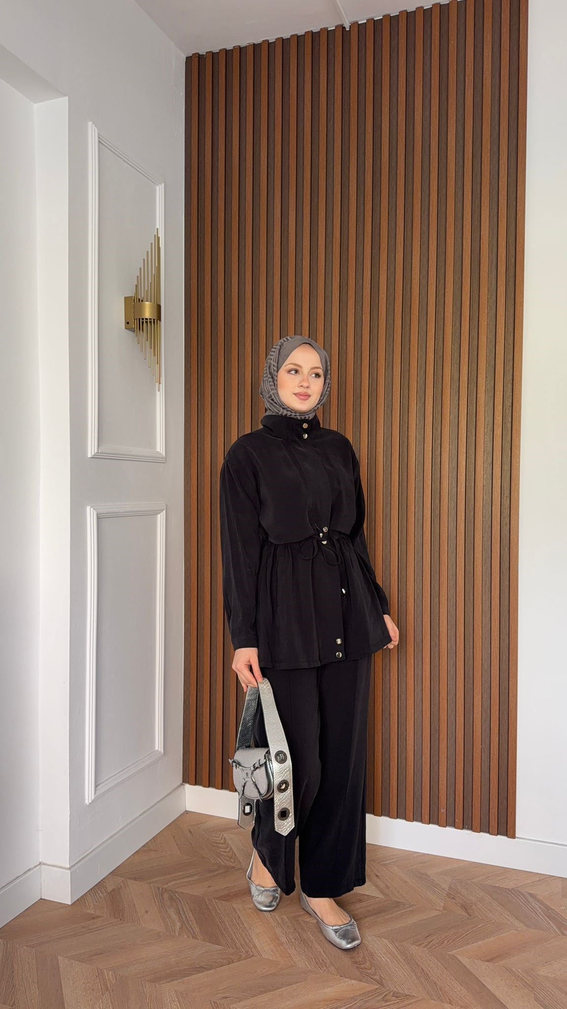 MEYSADESIGN PANTOLON TAKIM Çıtçıtlı Tensel  İkili Takım Siyah