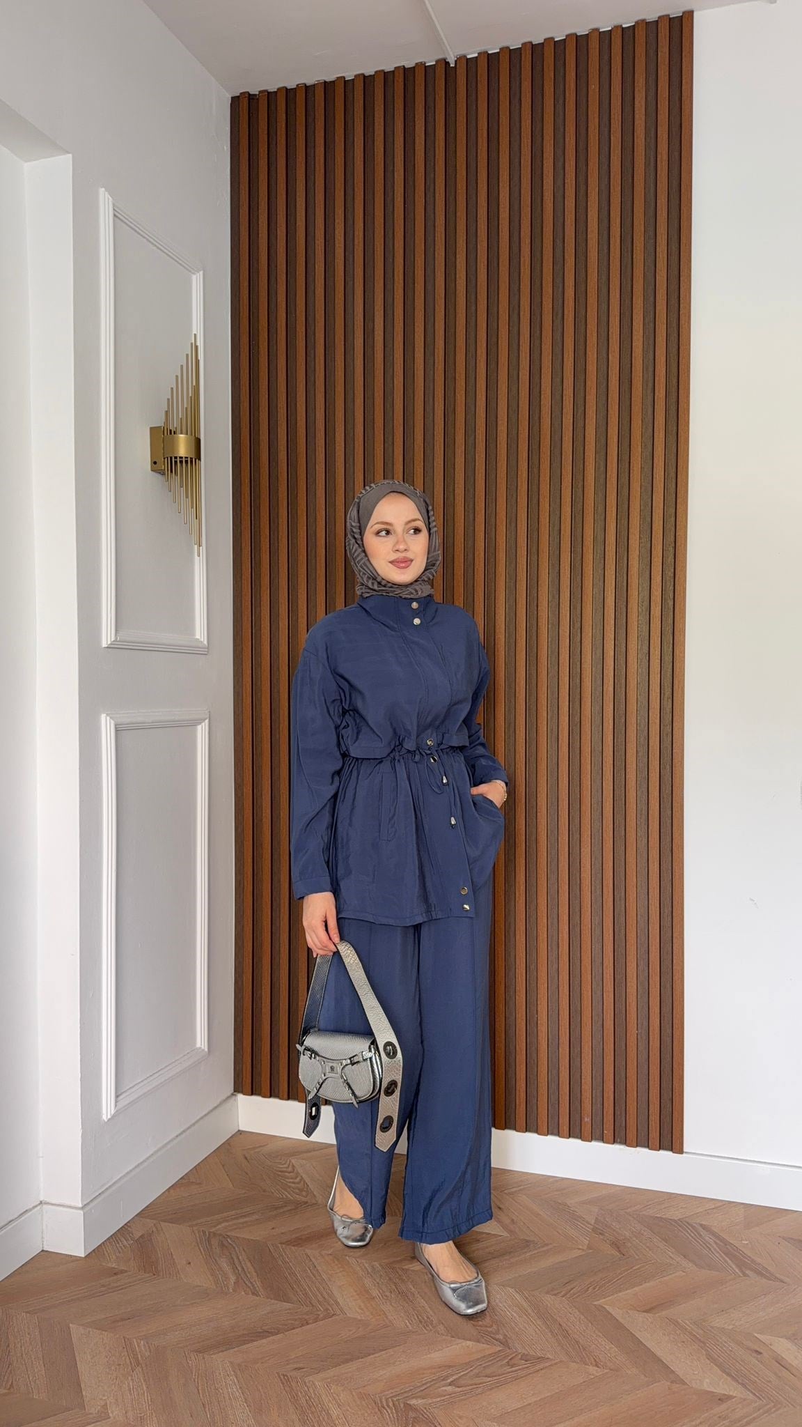 MEYSADESIGN PANTOLON TAKIM Çıtçıtlı Tensel  İkili Takım İndigo