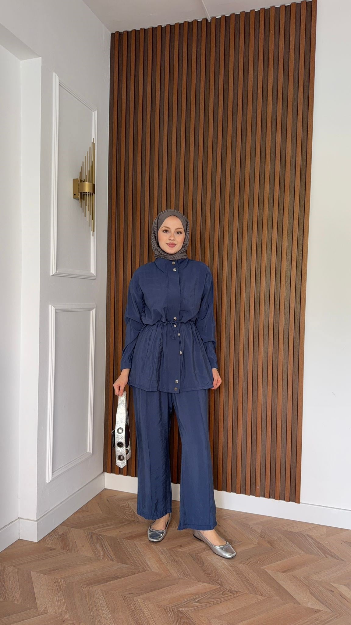 MEYSADESIGN PANTOLON TAKIM Çıtçıtlı Tensel  İkili Takım İndigo