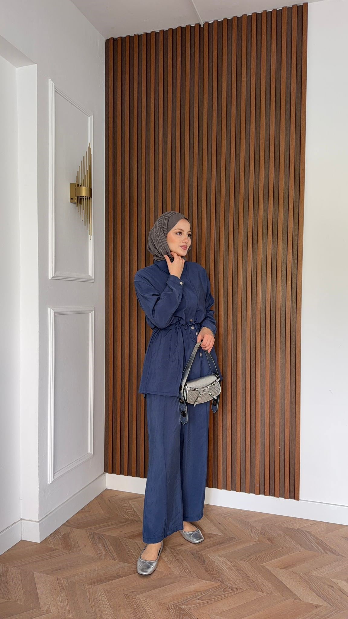 MEYSADESIGN PANTOLON TAKIM Çıtçıtlı Tensel  İkili Takım İndigo