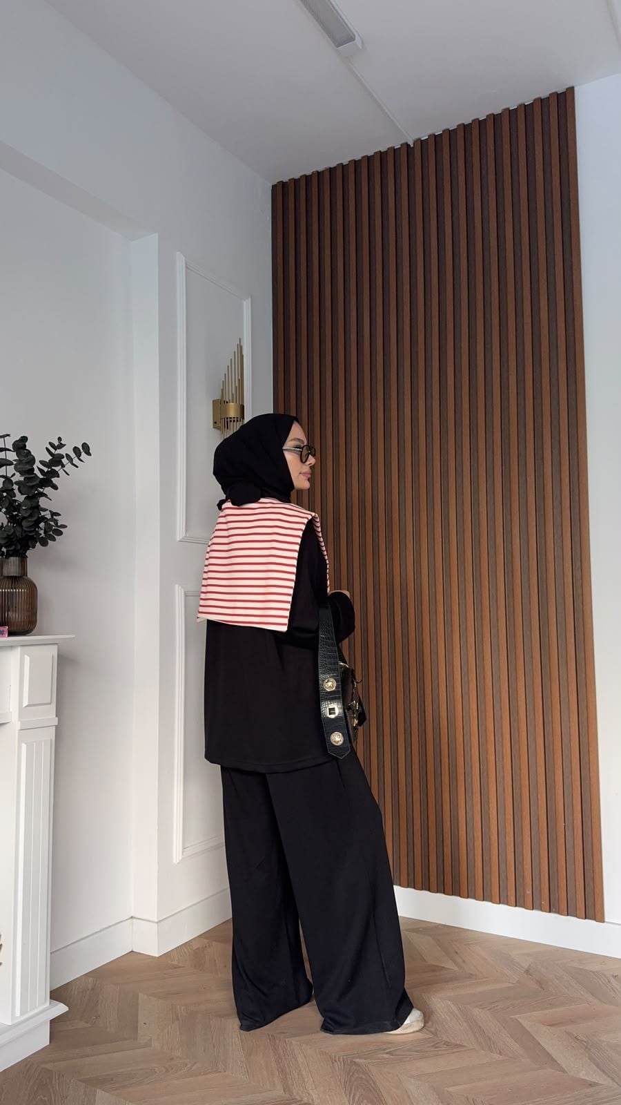 MEYSADESIGN PANTOLON TAKIM Çizgi Desen Atkılı Oysh İkili Takım Siyah