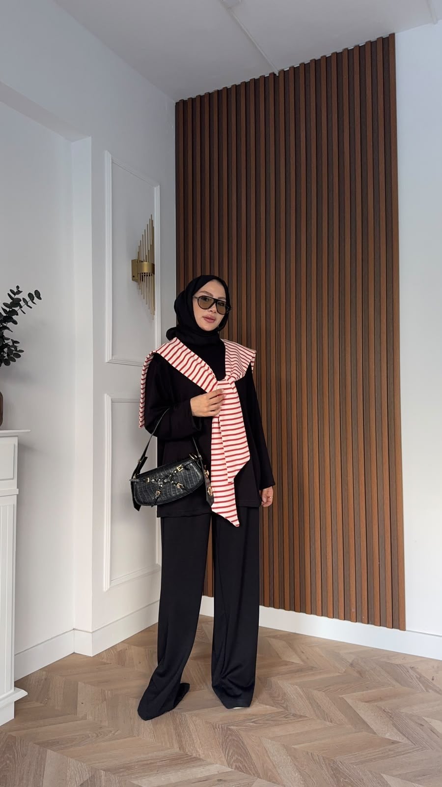 MEYSADESIGN PANTOLON TAKIM Çizgi Desen Atkılı Oysh İkili Takım Siyah