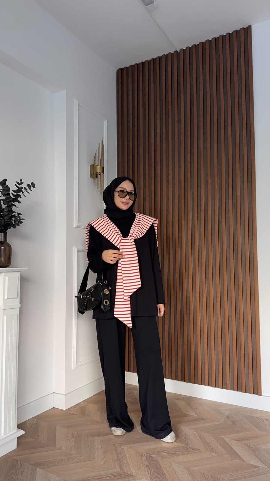 MEYSADESIGN PANTOLON TAKIM Çizgi Desen Atkılı Oysh İkili Takım Siyah