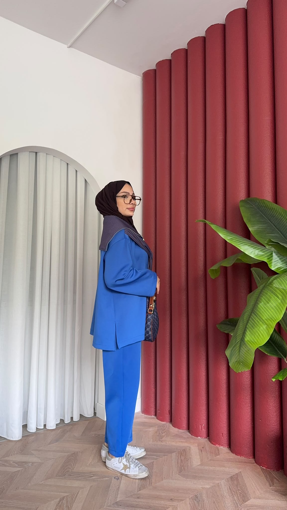 MEYSADESIGN PANTOLON TAKIM Çizgili Gömlek Detaylı Scuba Takım Saks