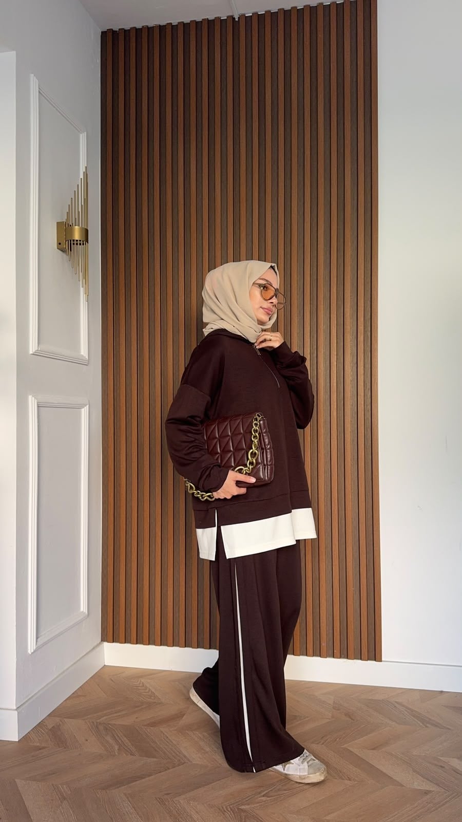 MEYSADESIGN PANTOLON TAKIM Comfort İçlik Detaylı İkili Takım Acı Kahve