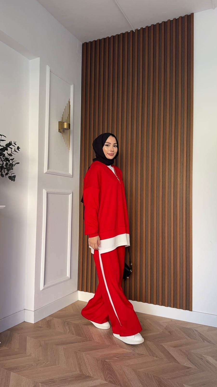 MEYSADESIGN PANTOLON TAKIM Comfort İçlik Detaylı İkili Takım Kırmızı