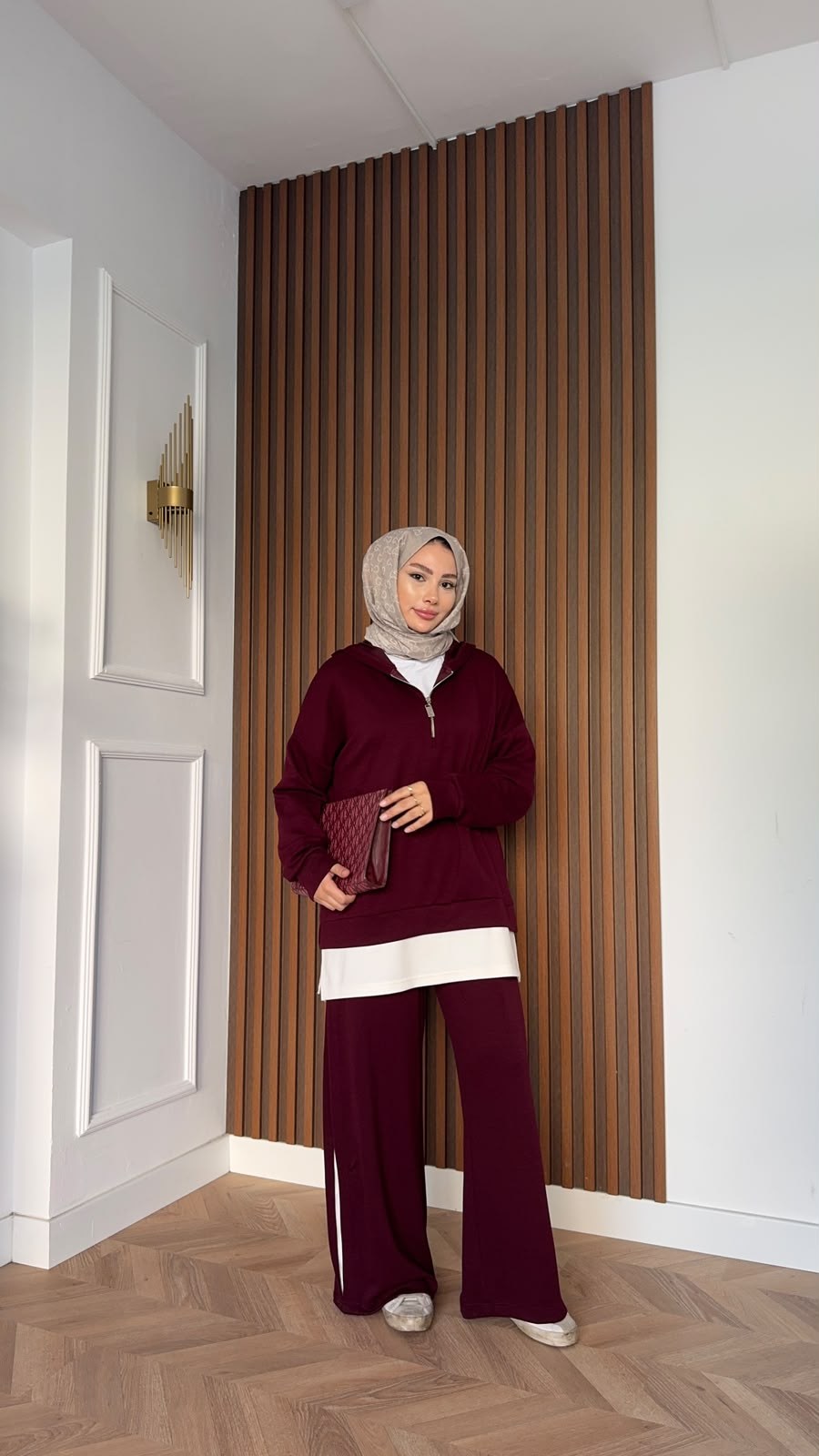MEYSADESIGN PANTOLON TAKIM Comfort İçlik Detaylı İkili Takım Bordo