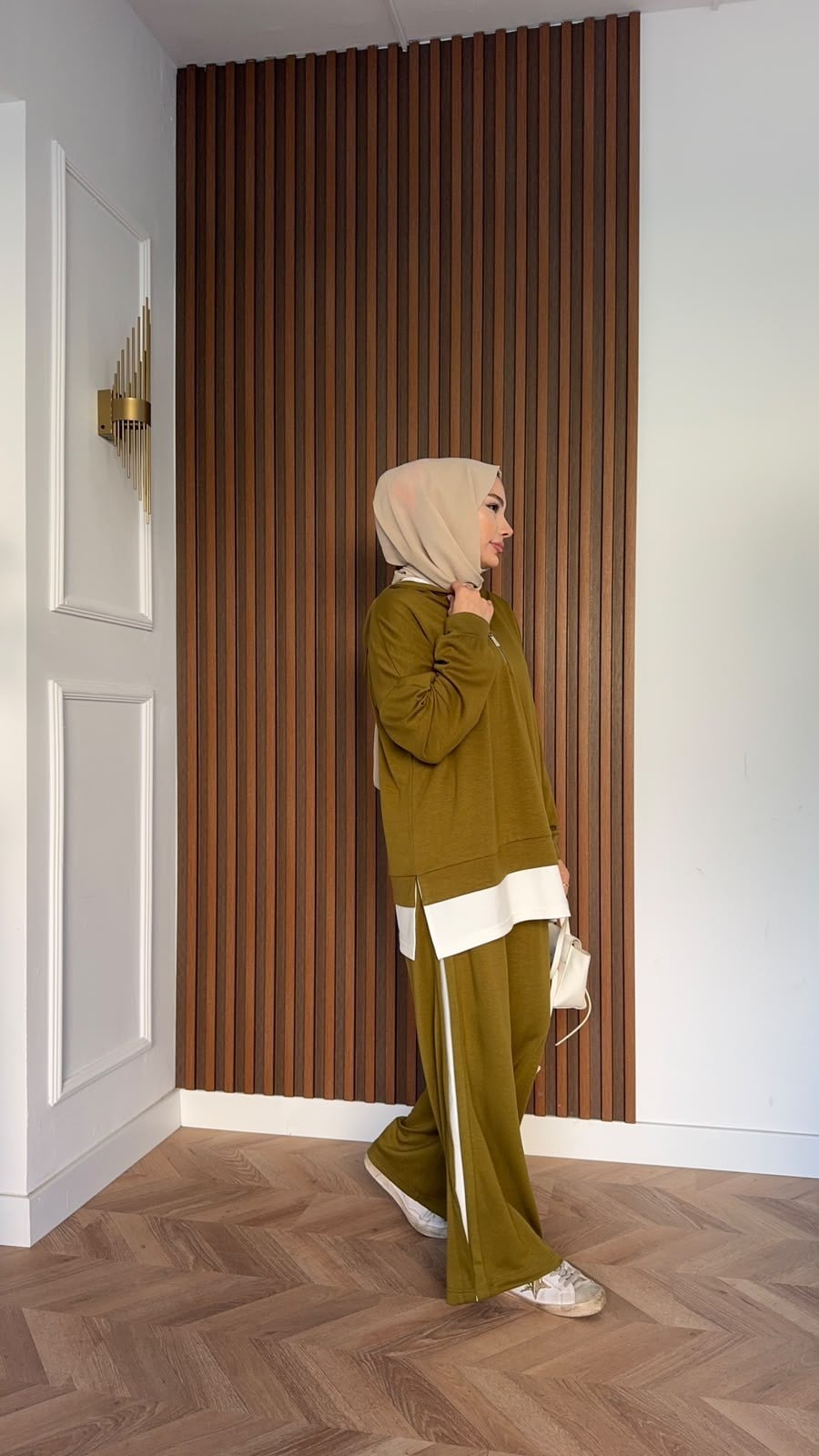 MEYSADESIGN PANTOLON TAKIM Comfort İçlik Detaylı İkili Takım Yağ Yeşili