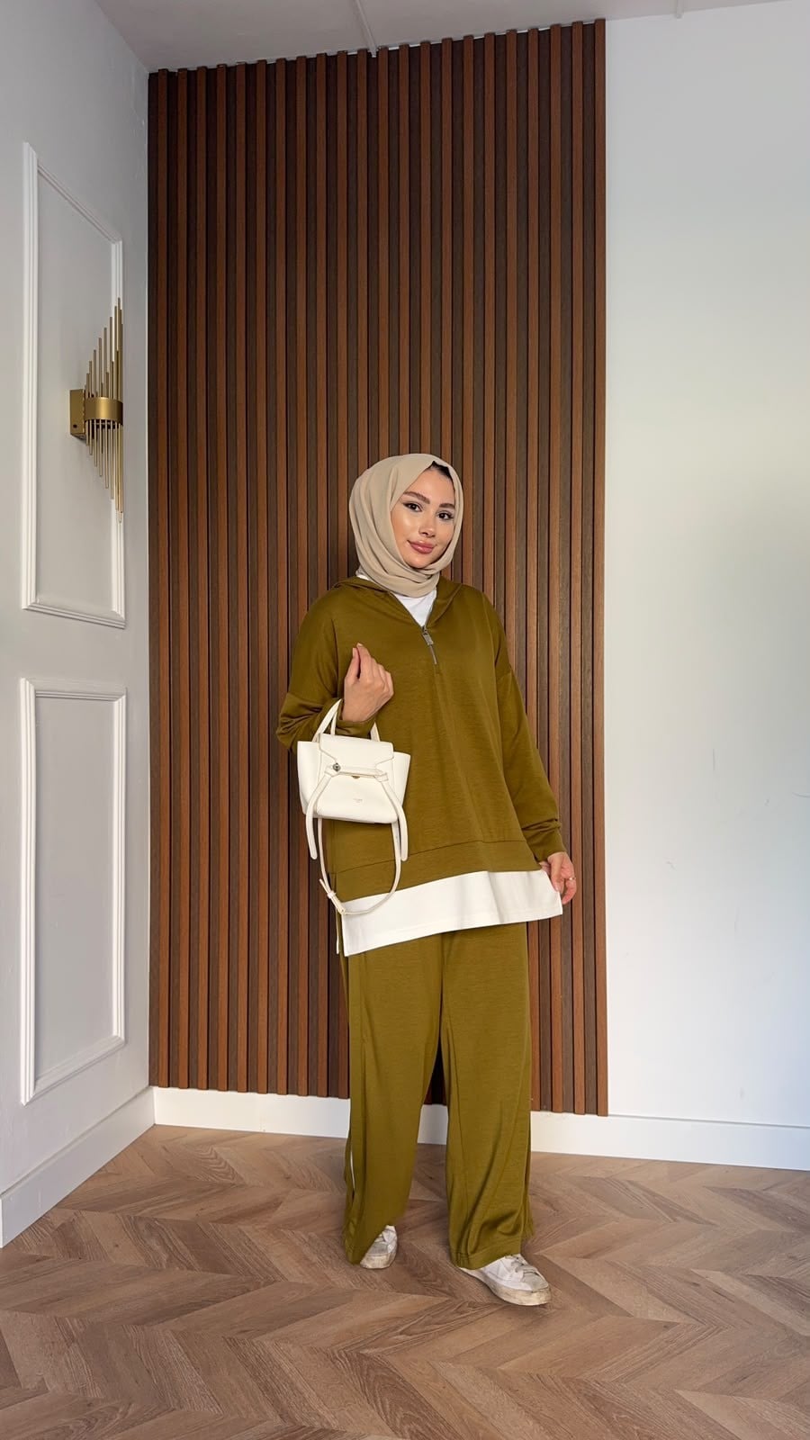MEYSADESIGN PANTOLON TAKIM Comfort İçlik Detaylı İkili Takım Yağ Yeşili
