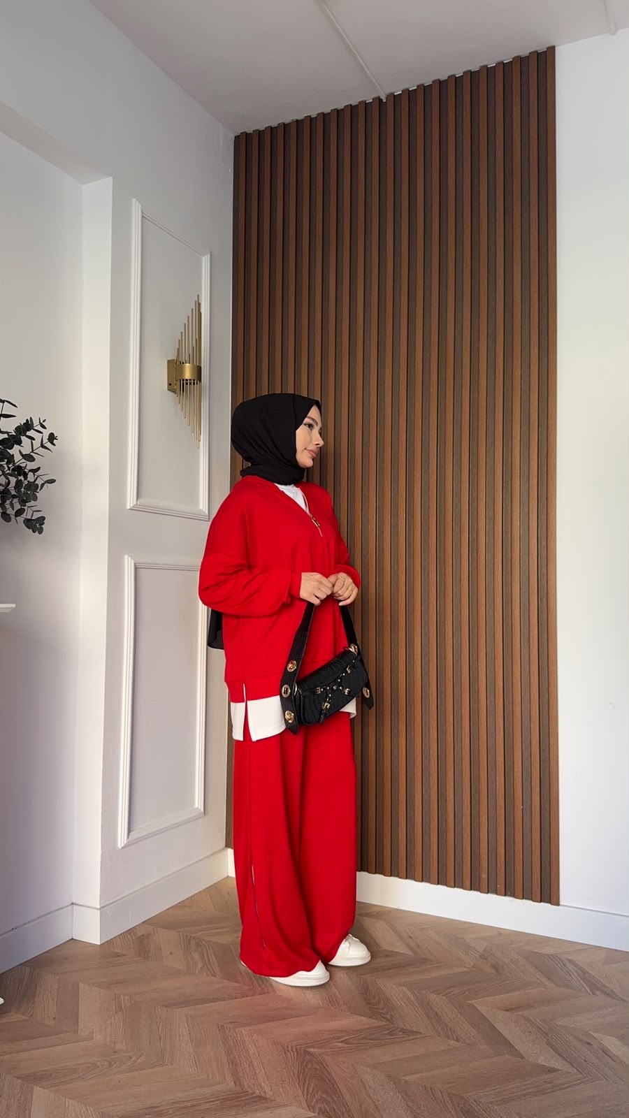 MEYSADESIGN PANTOLON TAKIM Comfort İçlik Detaylı İkili Takım Kırmızı