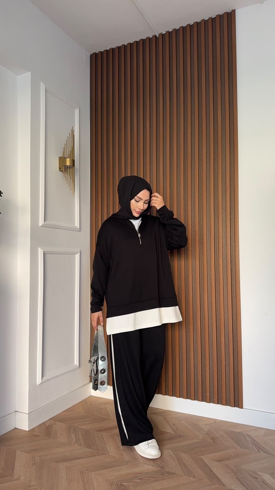 MEYSADESIGN PANTOLON TAKIM Comfort İçlik Detaylı İkili Takım Siyah