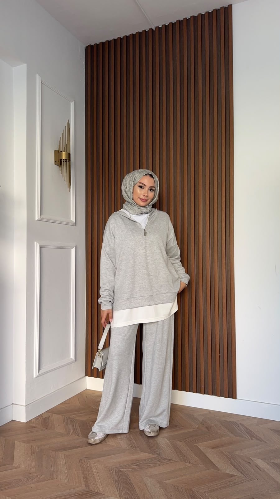 MEYSADESIGN PANTOLON TAKIM Comfort İçlik Detaylı İkili Takım Gri
