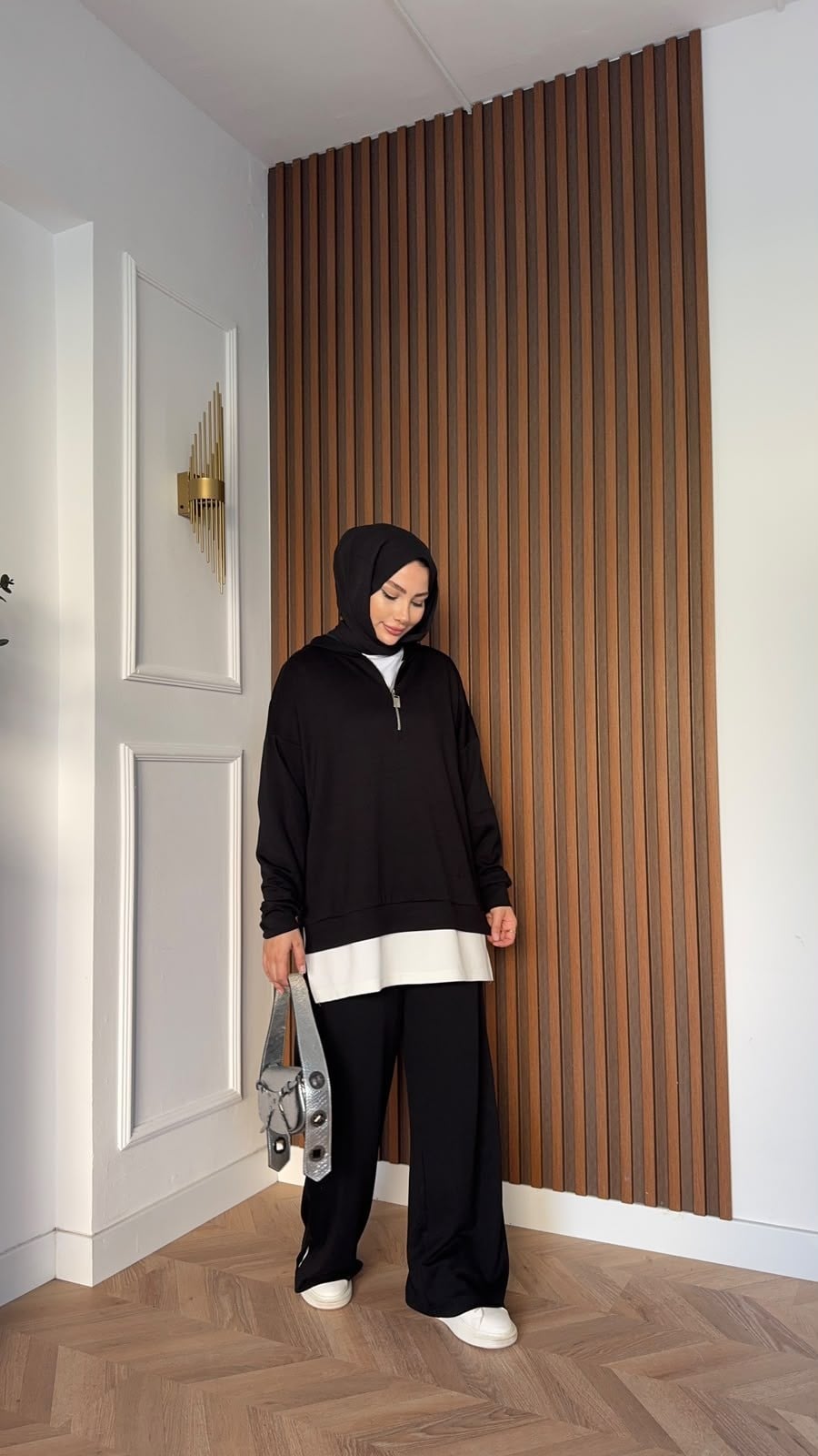 MEYSADESIGN PANTOLON TAKIM Comfort İçlik Detaylı İkili Takım Siyah