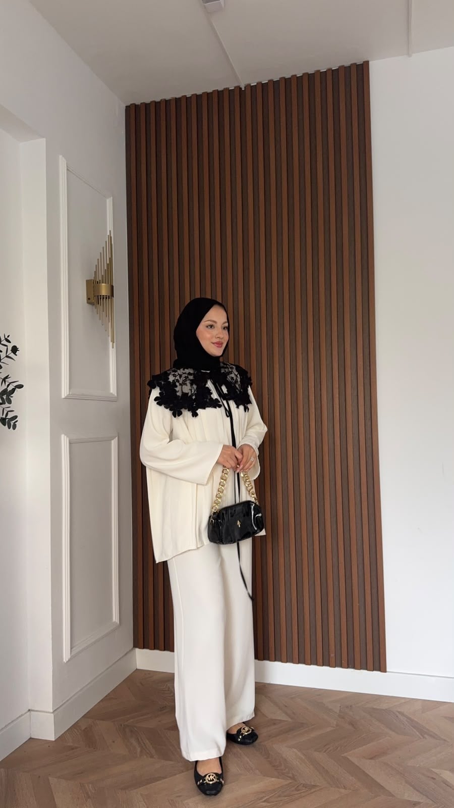 MEYSADESIGN PANTOLON TAKIM Dantel Yakalı Pileli İkili Takım Beyaz