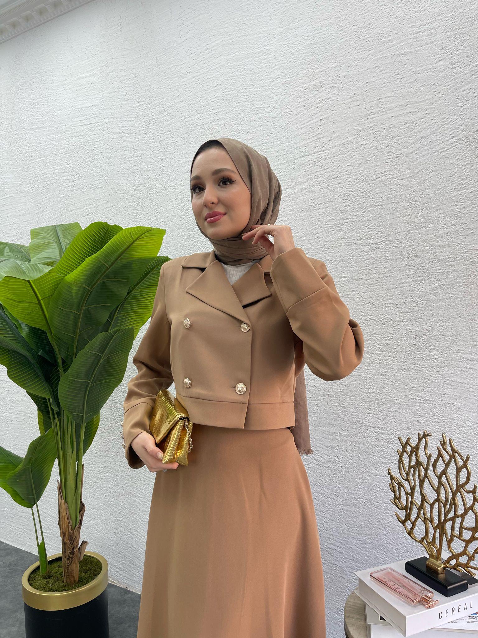 MEYSADESIGN PANTOLON TAKIM Diana Krep İkili Takım Kahve
