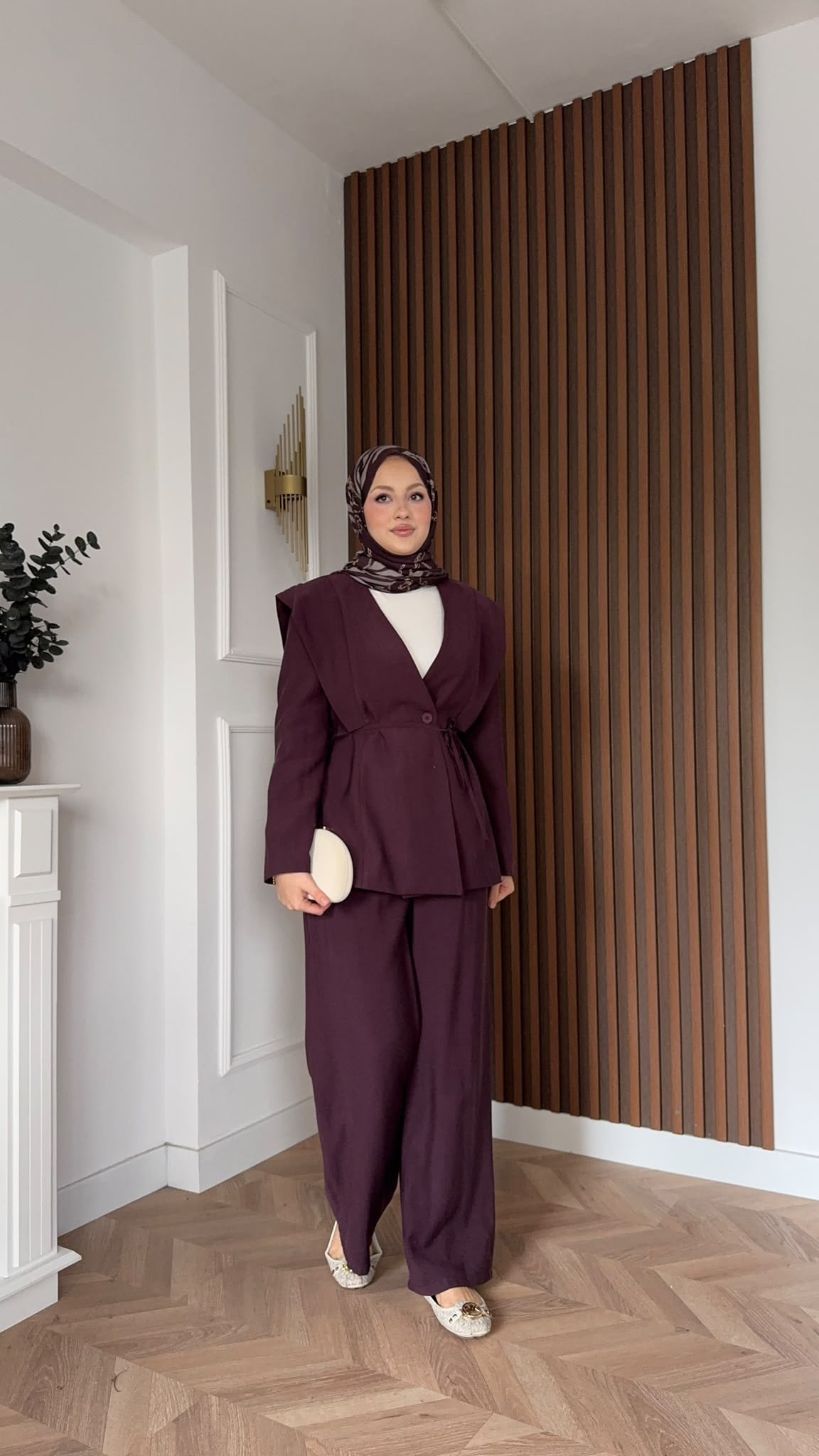 MEYSADESIGN PANTOLON TAKIM Dila Ceketli Takım Mürdüm