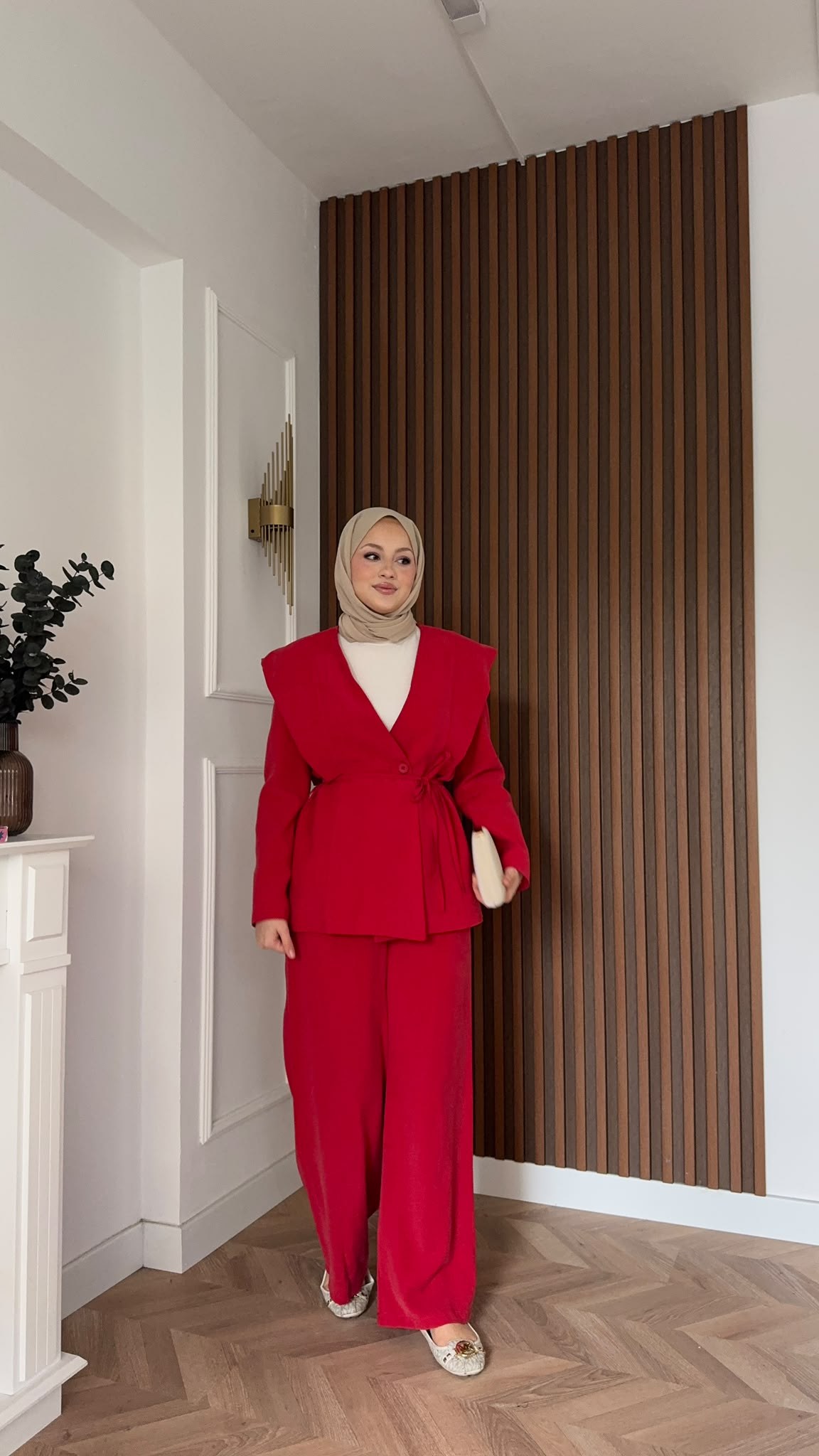 MEYSADESIGN PANTOLON TAKIM Dila Ceketli Takım Kırmızı