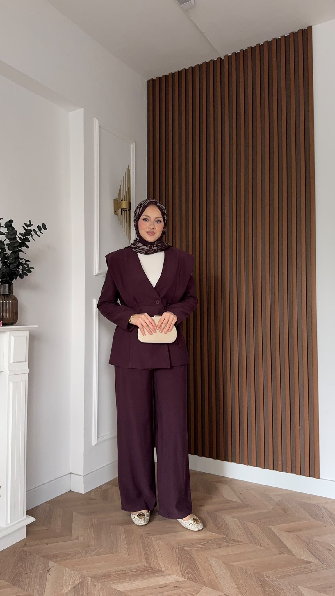 MEYSADESIGN PANTOLON TAKIM Dila Ceketli Takım Mürdüm