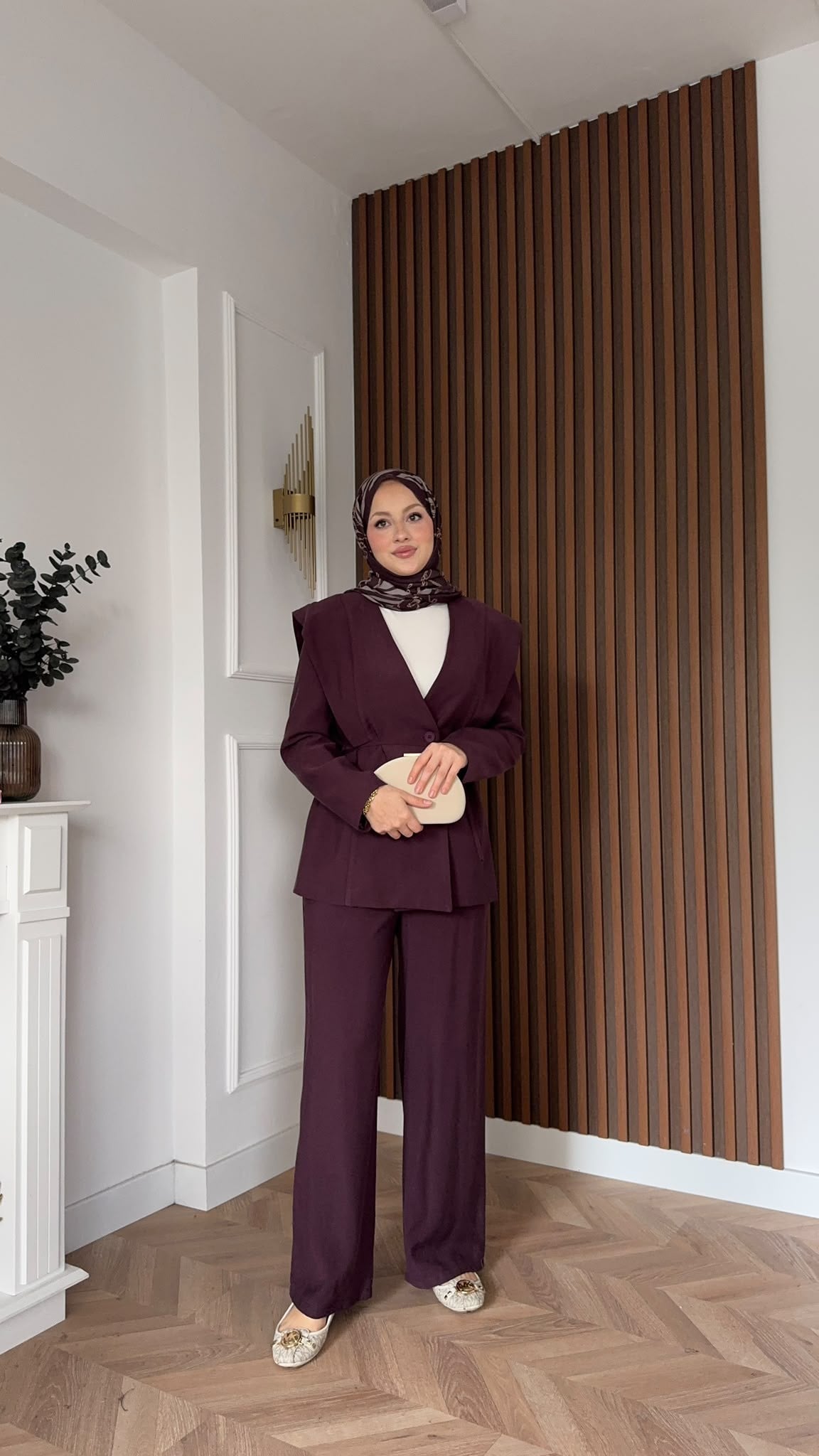 MEYSADESIGN PANTOLON TAKIM Dila Ceketli Takım Mürdüm