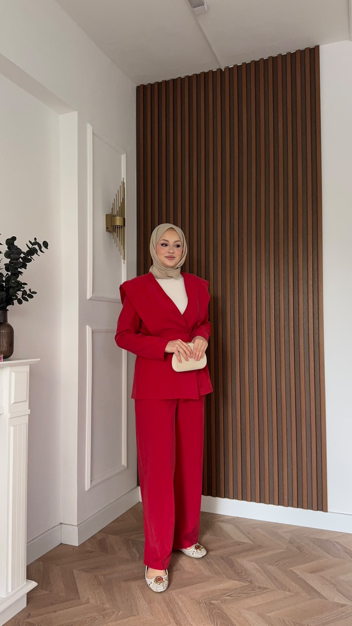 MEYSADESIGN PANTOLON TAKIM Dila Ceketli Takım Kırmızı