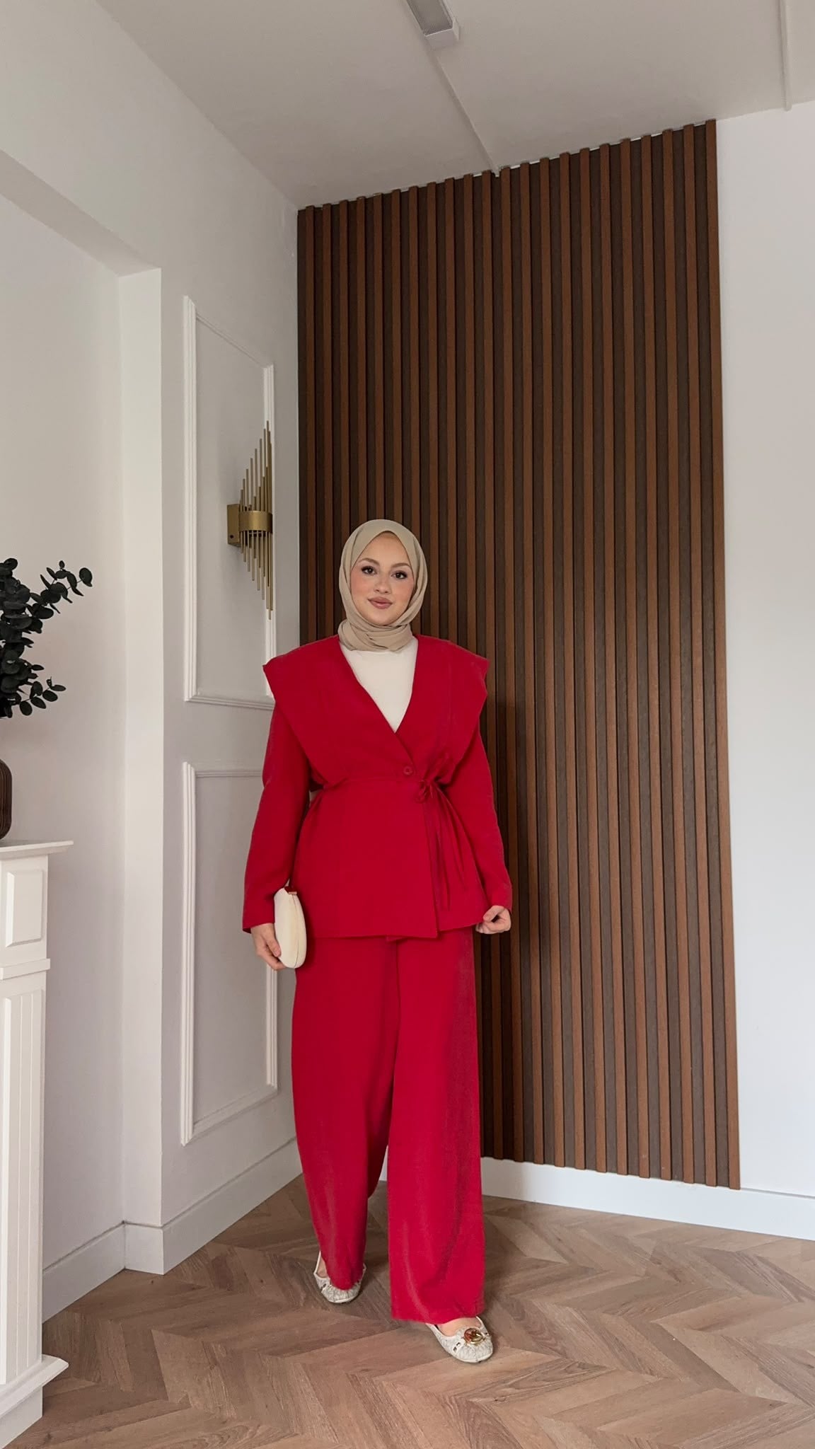 MEYSADESIGN PANTOLON TAKIM Dila Ceketli Takım Kırmızı