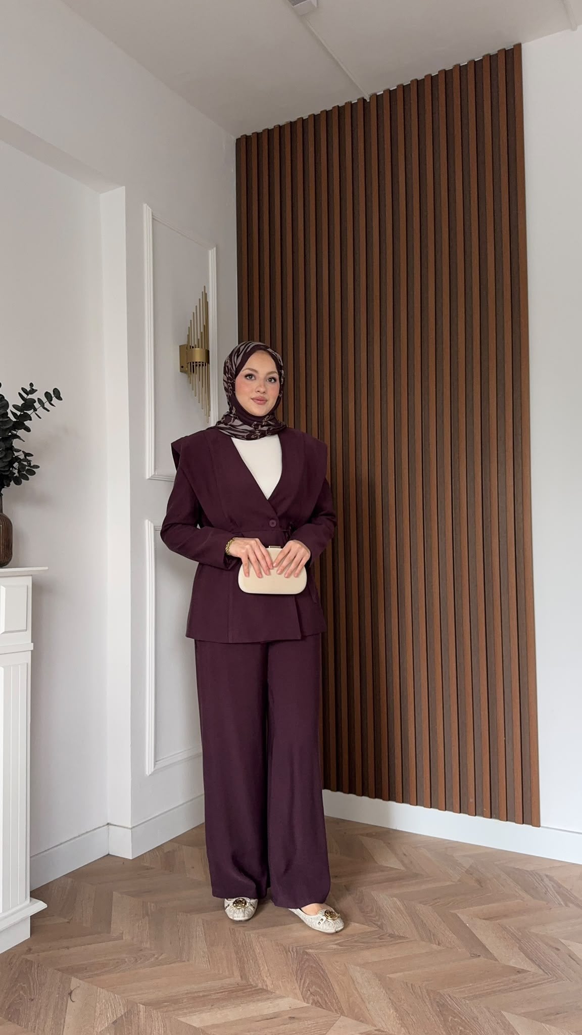 MEYSADESIGN PANTOLON TAKIM Dila Ceketli Takım Mürdüm