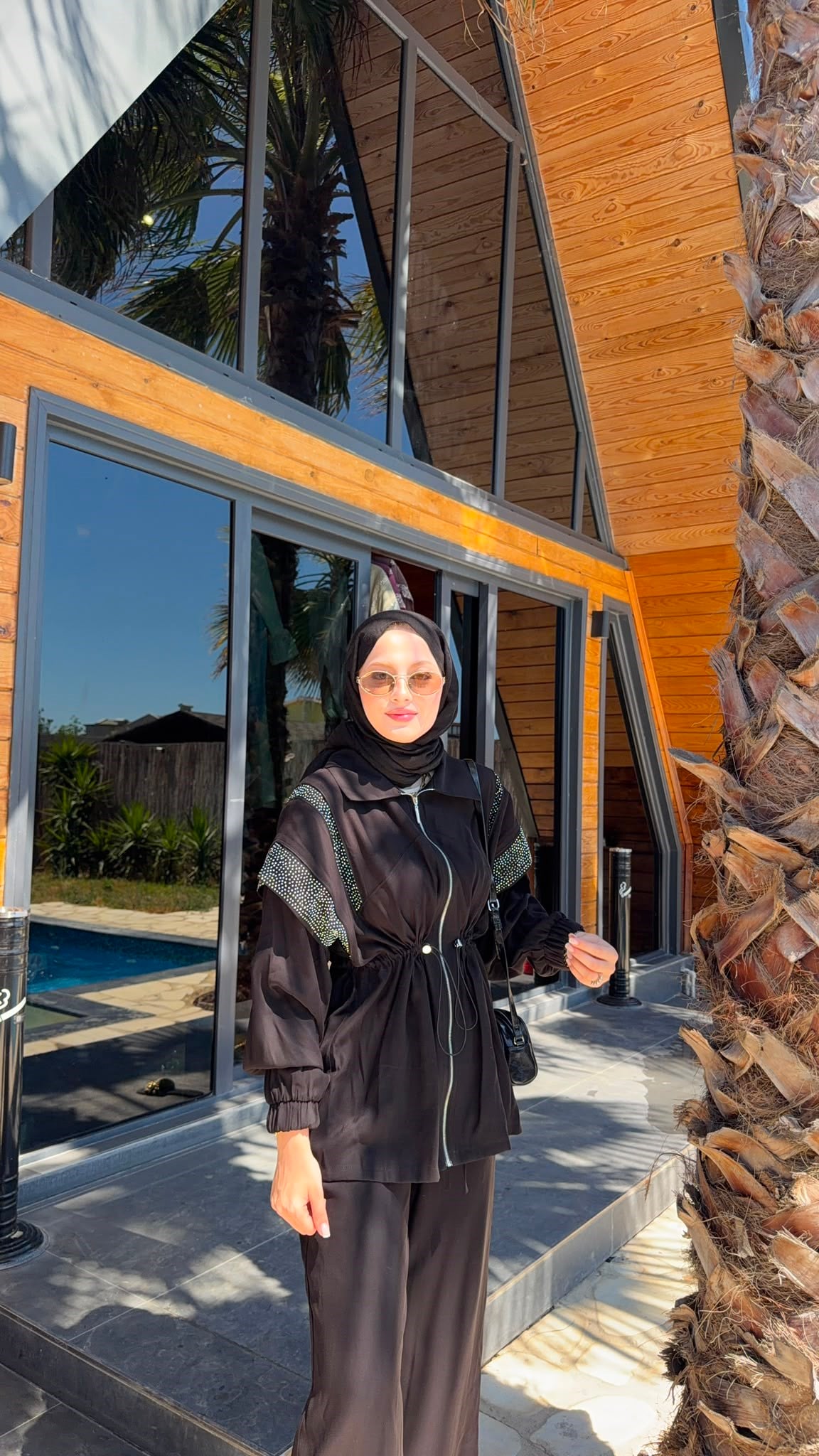 MEYSADESIGN PANTOLON TAKIM Disa Taşlı Tensel Takım Siyah