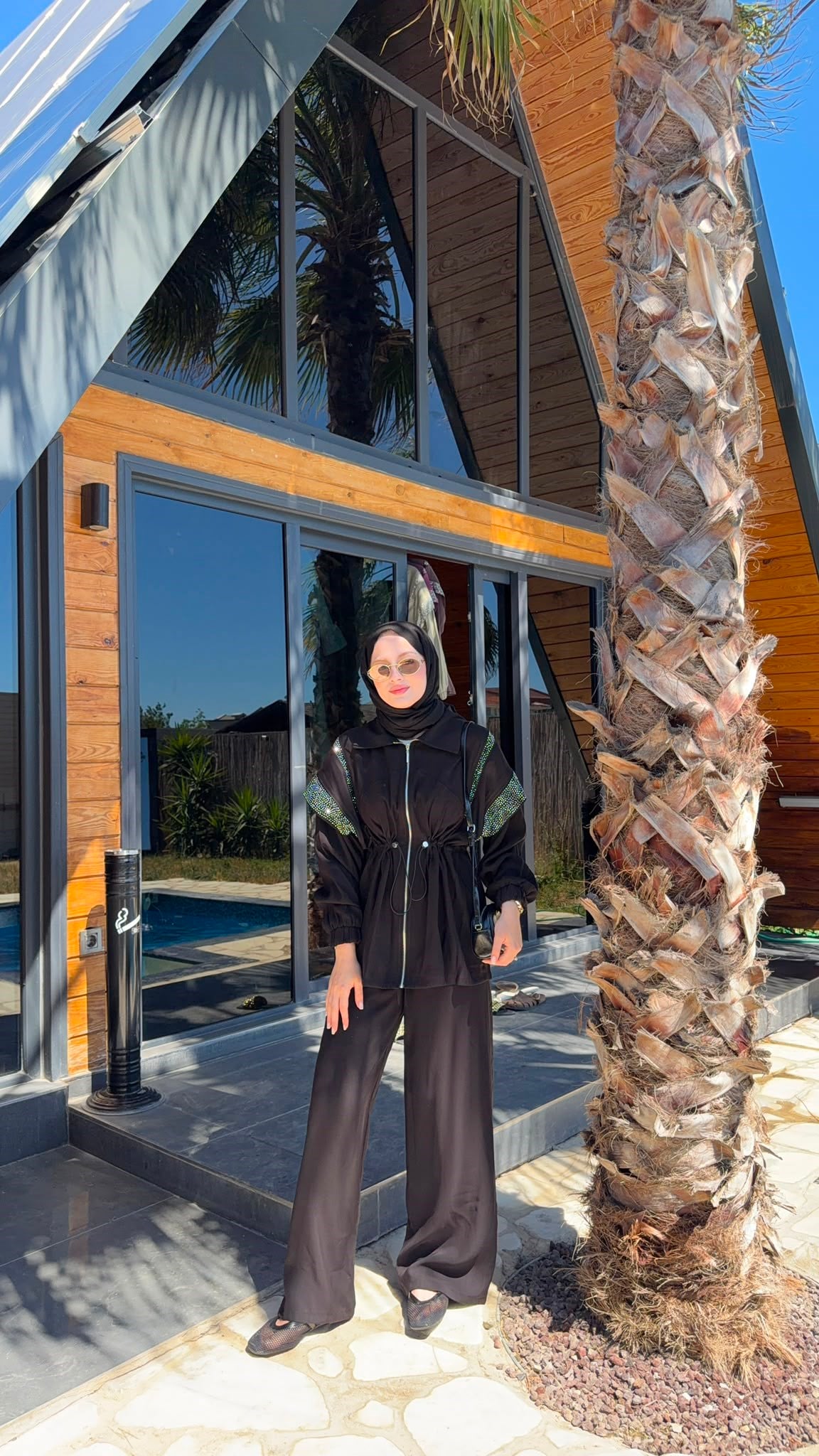 MEYSADESIGN PANTOLON TAKIM Disa Taşlı Tensel Takım Siyah