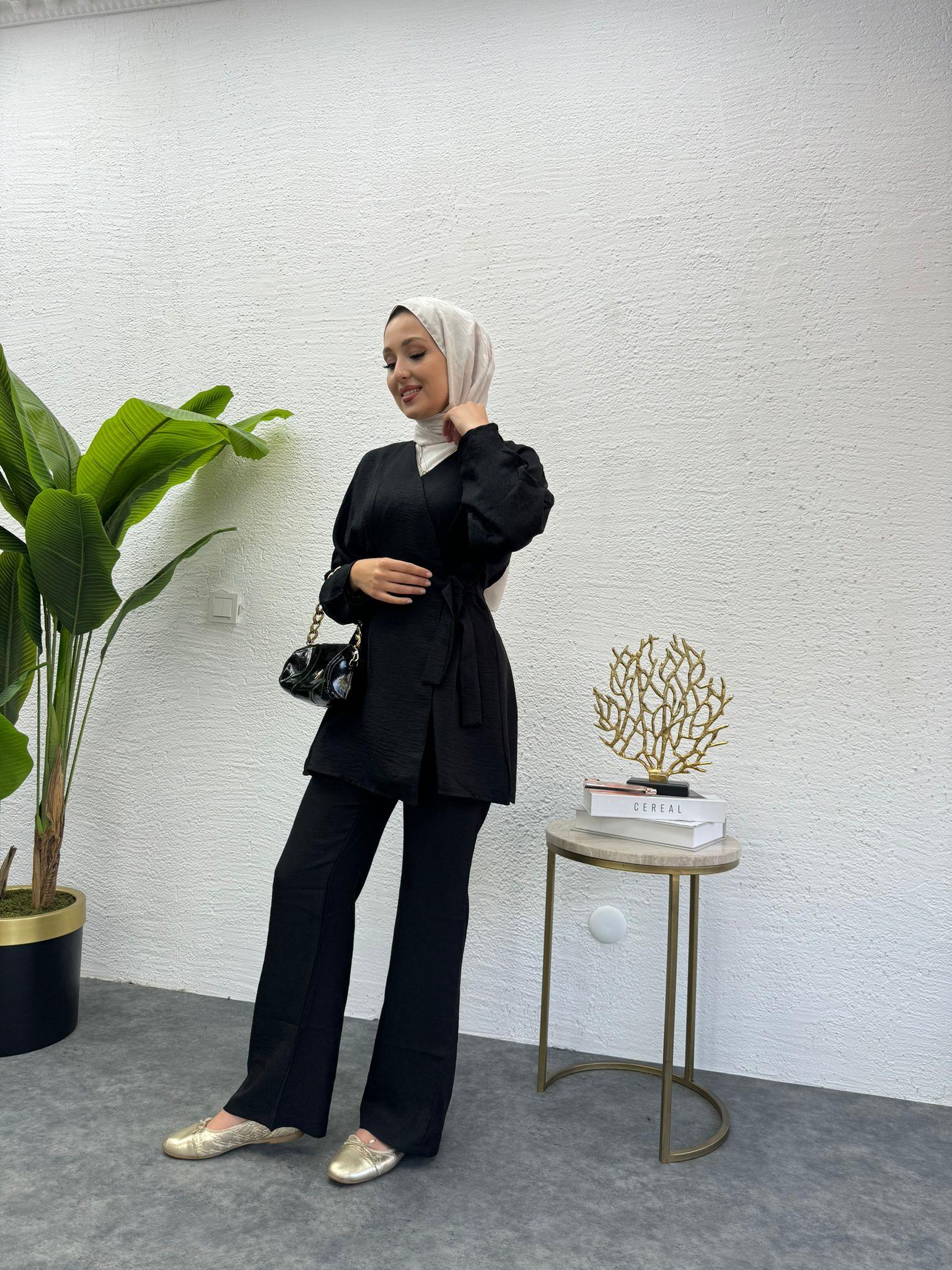 MEYSADESIGN PANTOLON TAKIM Dora Keten İkili Takım Siyah