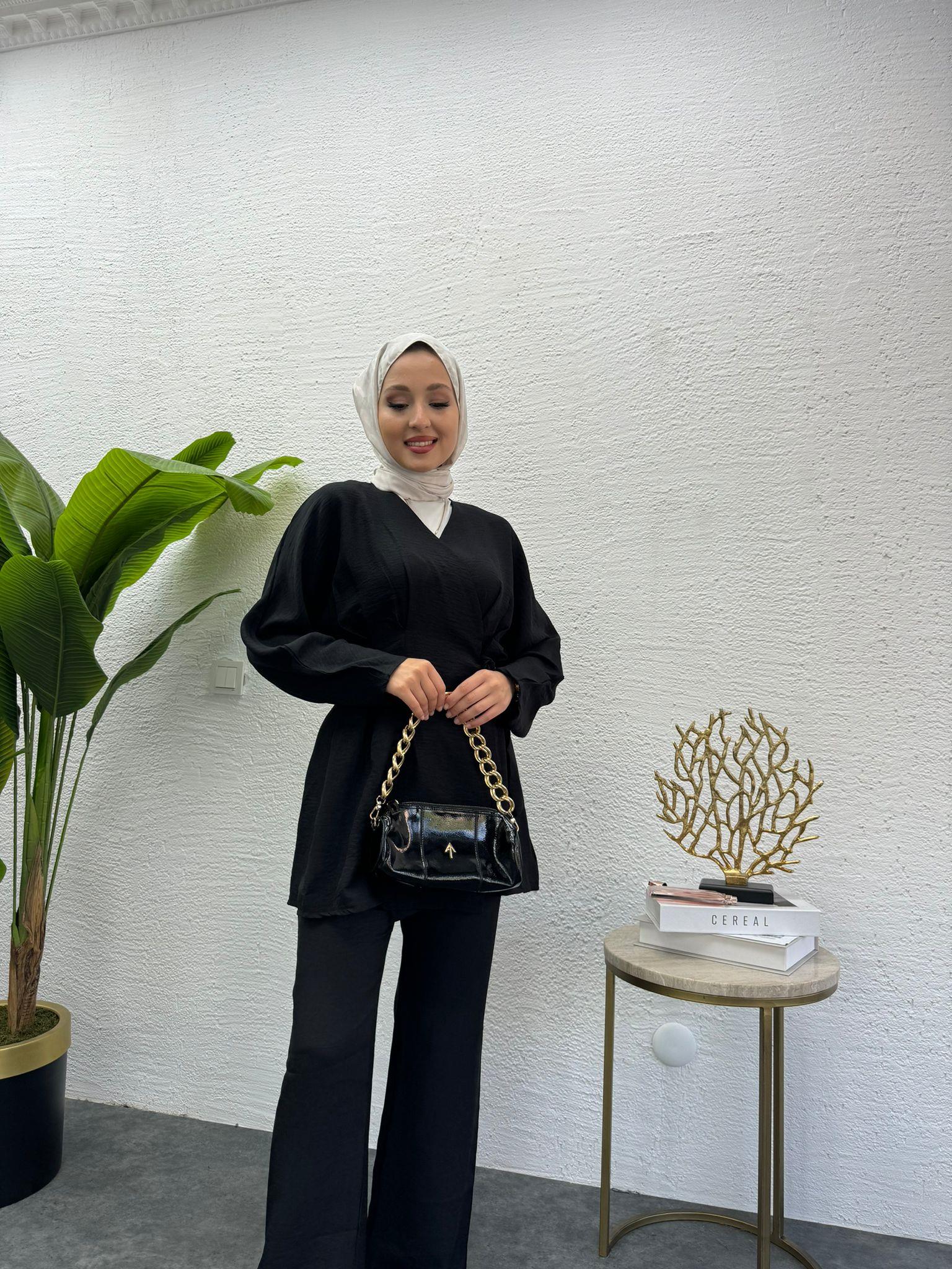 MEYSADESIGN PANTOLON TAKIM Dora Keten İkili Takım Siyah