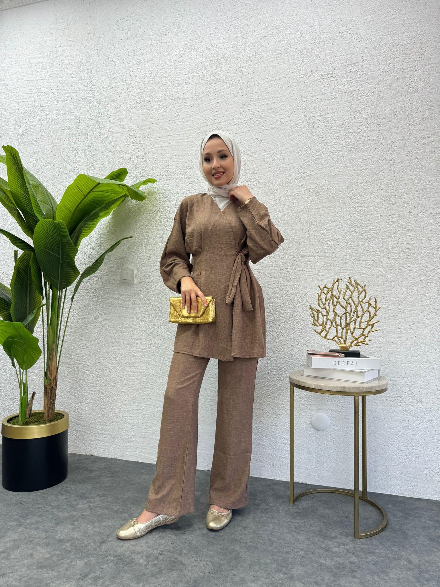 MEYSADESIGN PANTOLON TAKIM Dora Keten İkili Takım Tarçın