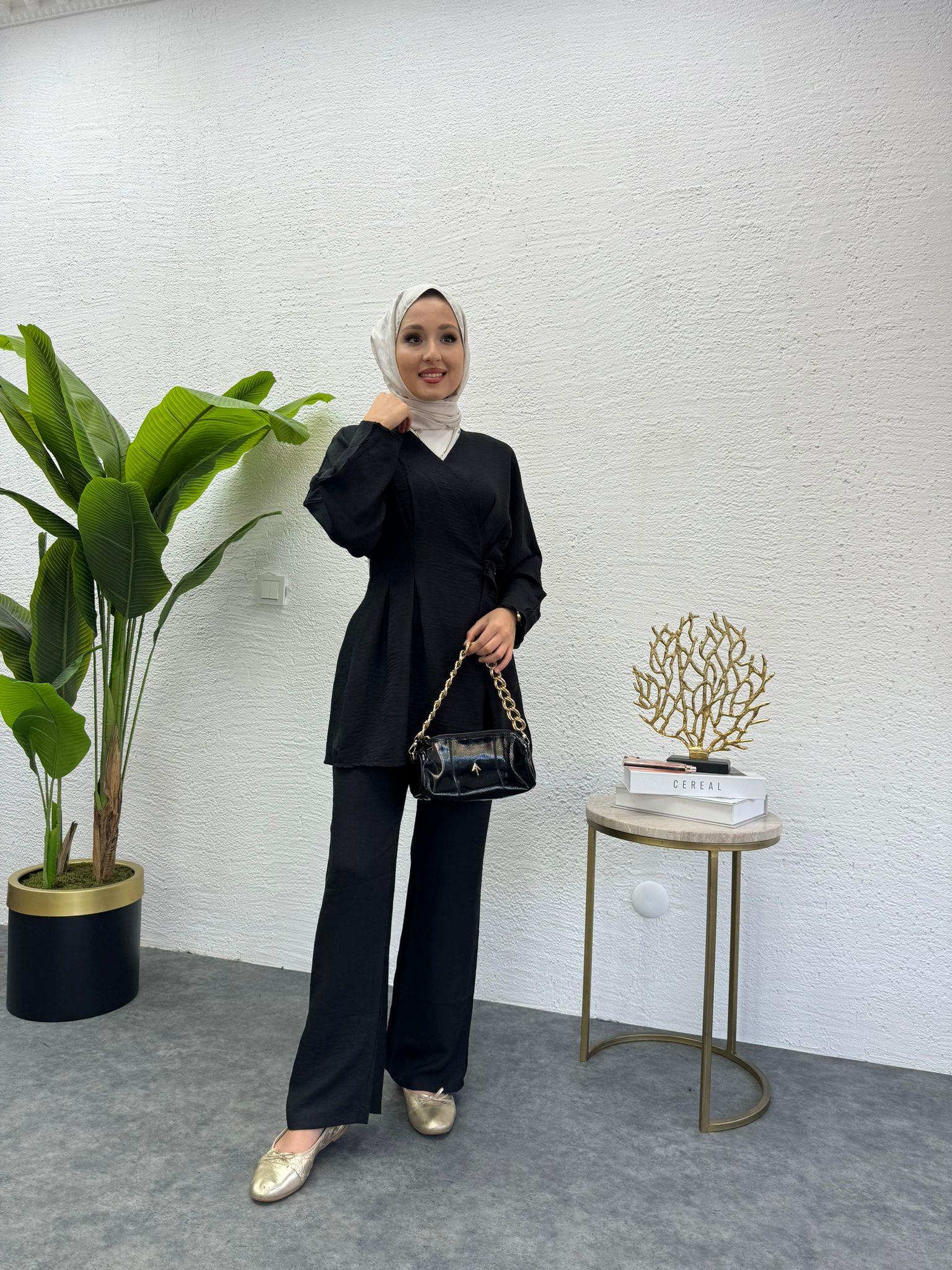 MEYSADESIGN PANTOLON TAKIM Dora Keten İkili Takım Siyah
