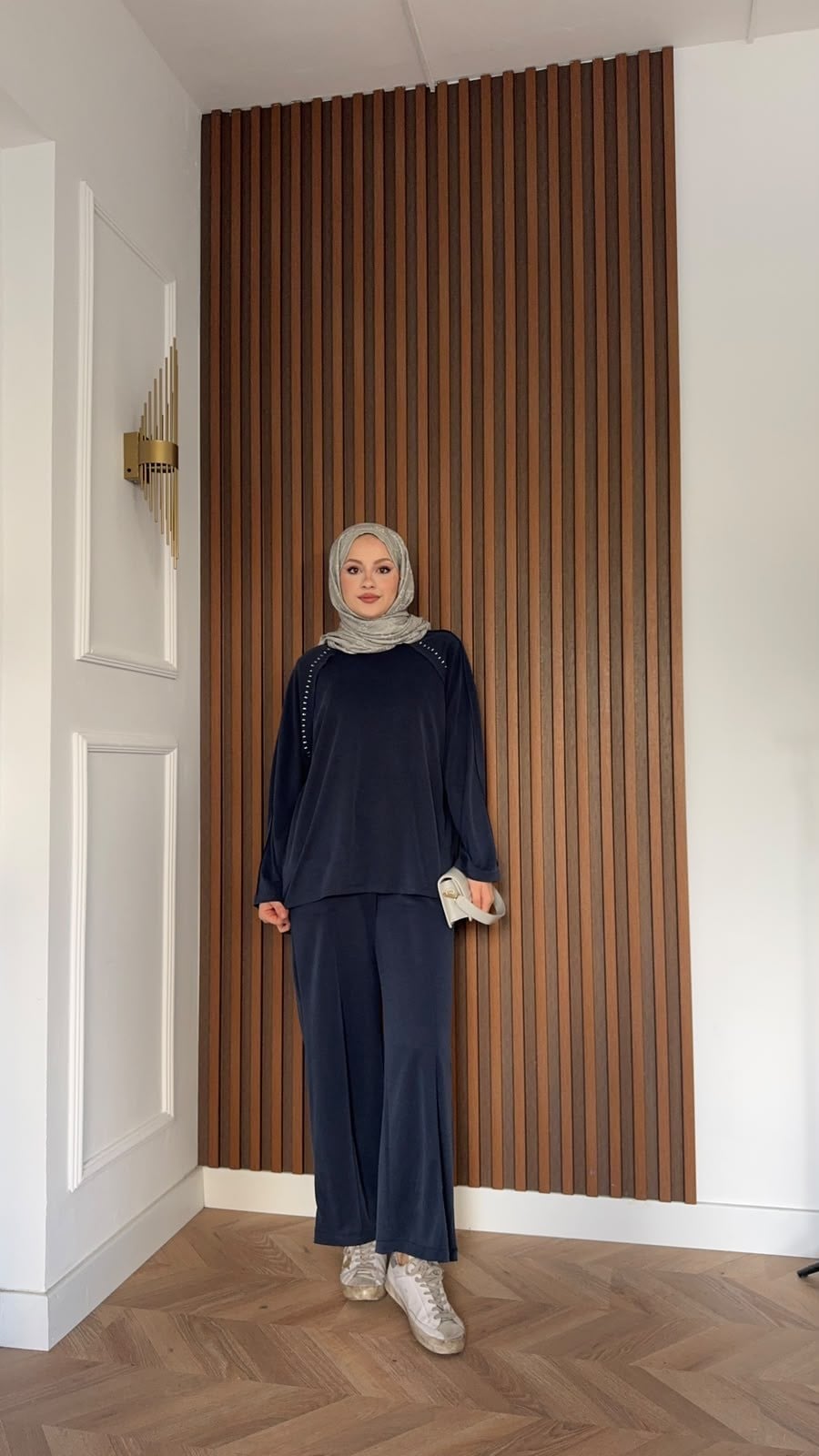 MEYSADESIGN PANTOLON TAKIM Efor Taşlı Pike İkili Takım Lacivert