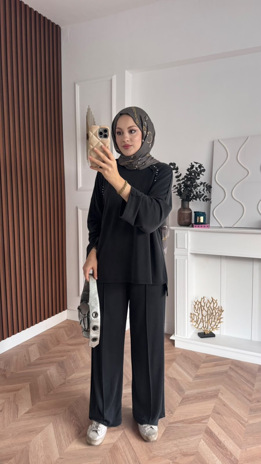 MEYSADESIGN PANTOLON TAKIM Efor Taşlı Pike İkili Takım Siyah